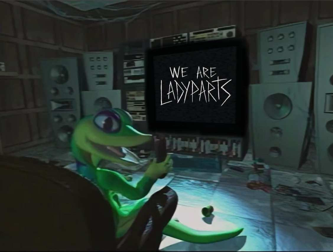 Gex with We Are Lady Parts edited onto the TV