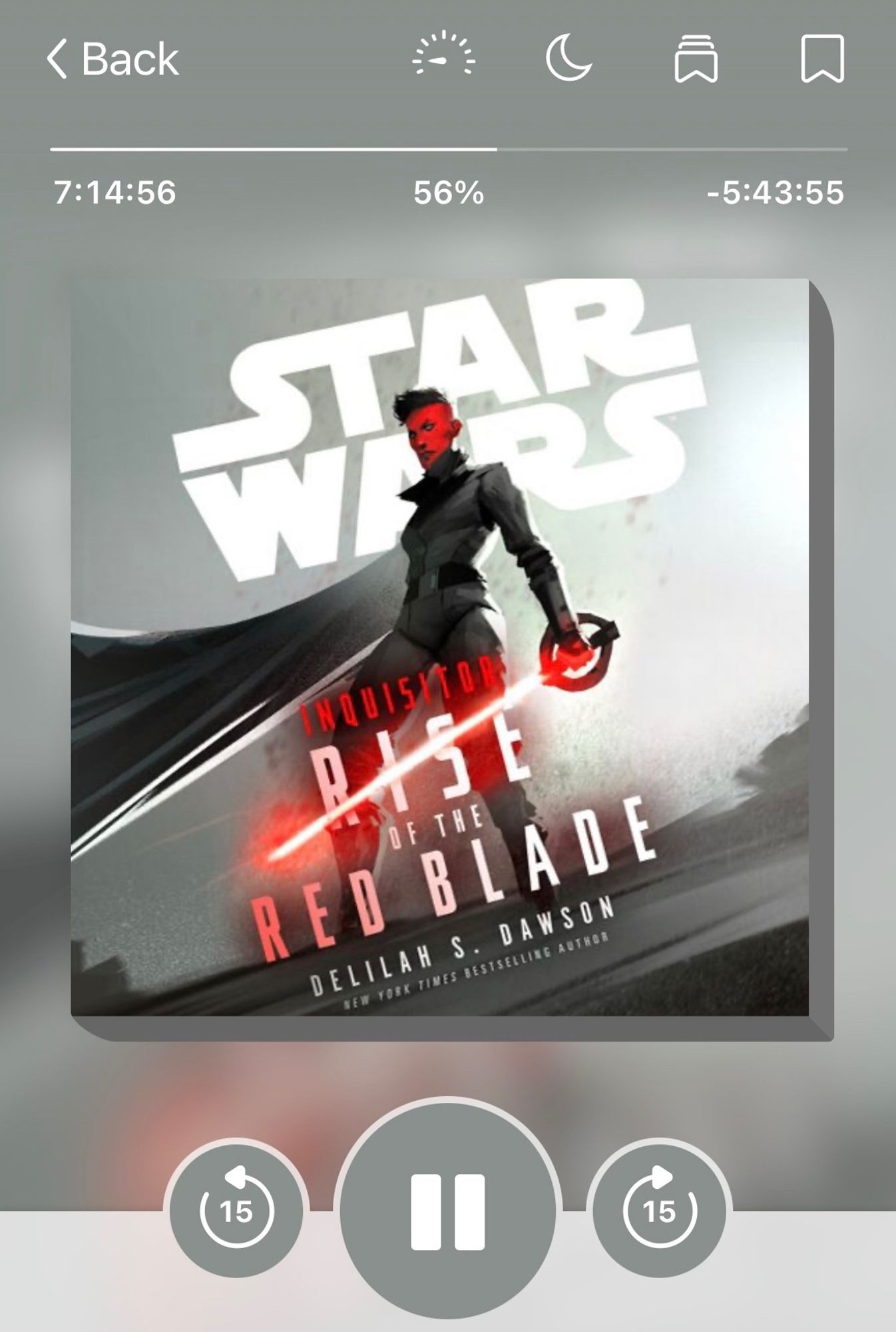 A screenshot of the audiobook Star Wars: Inquisitor: Rise of the Red Blade by Delilah Dawson