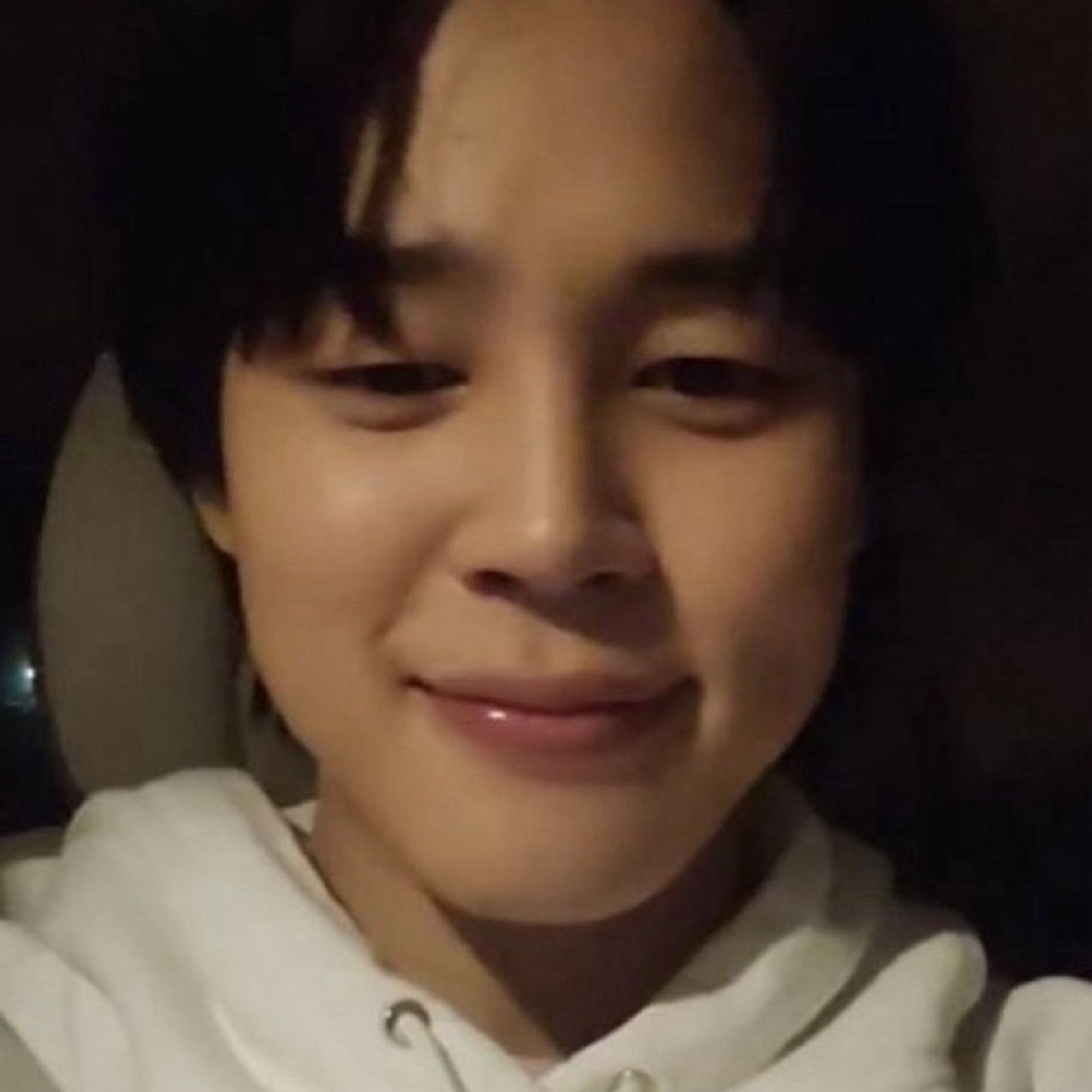 Screenshot of Adorable BTS Jimin during one of his Weverse lives