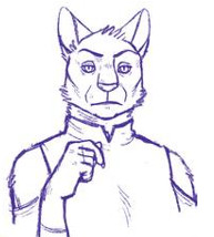An early sketch of Lark, looking unimpressed towards the camera
