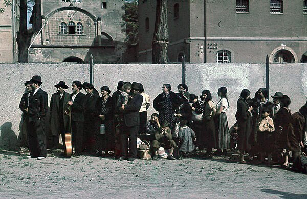 European Roma and Sinti in Asperg, Nazi Germany, are rounded up for deportation by Nazi German authorities on 22 May 1940.