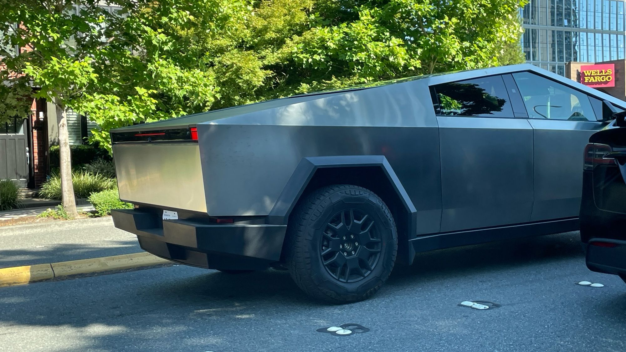 Close up of back of a Cyber truck in redmond