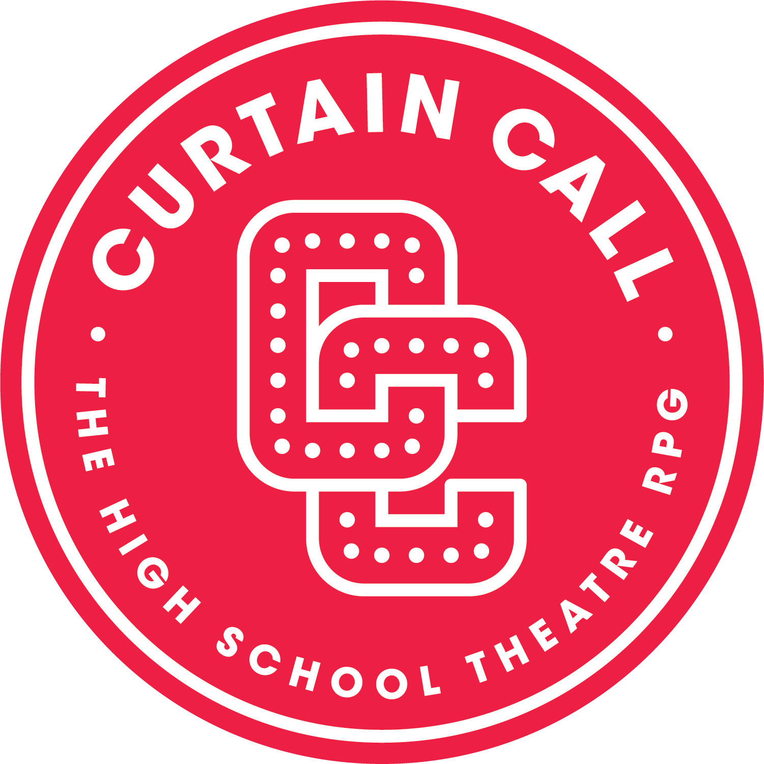 The logo for Curtain Call RPG. Logo design by Jacob Parr.