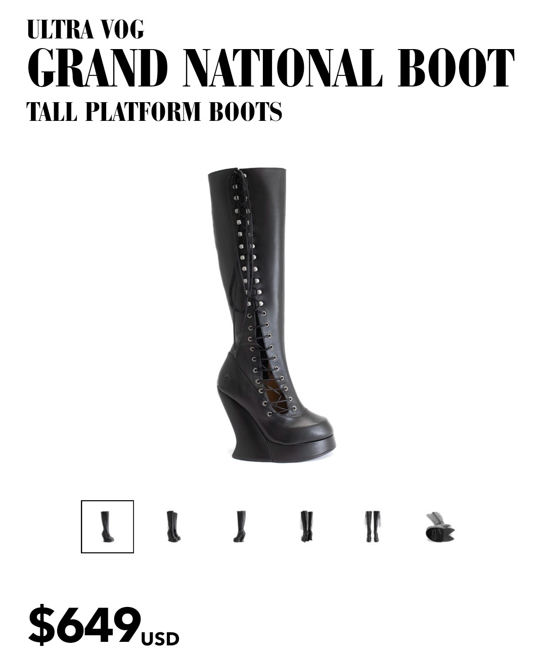 Fluevog Grand National platform boots. The soles are meant to be horse hooves. With these you can be a classy ponygirl