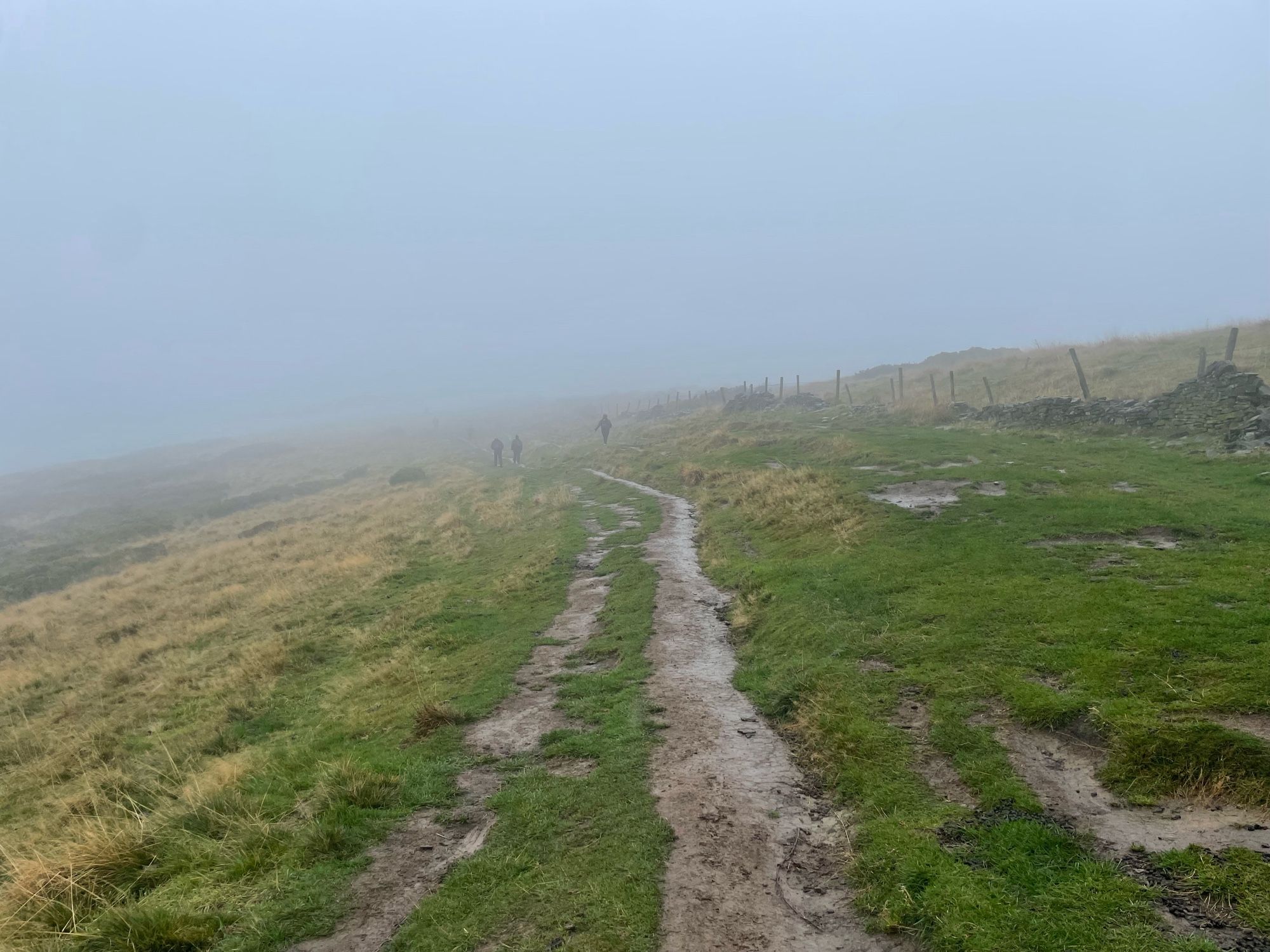 A path leading into fog under Lose Hill.