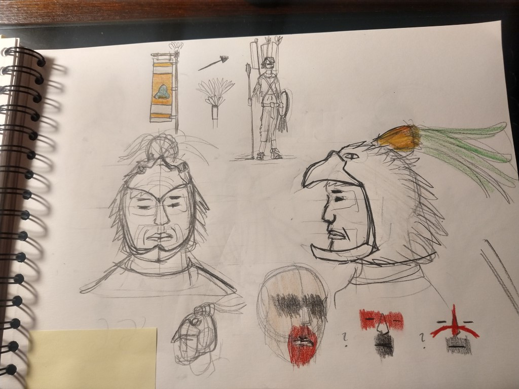 A sketch of head of Eagle Warrior.