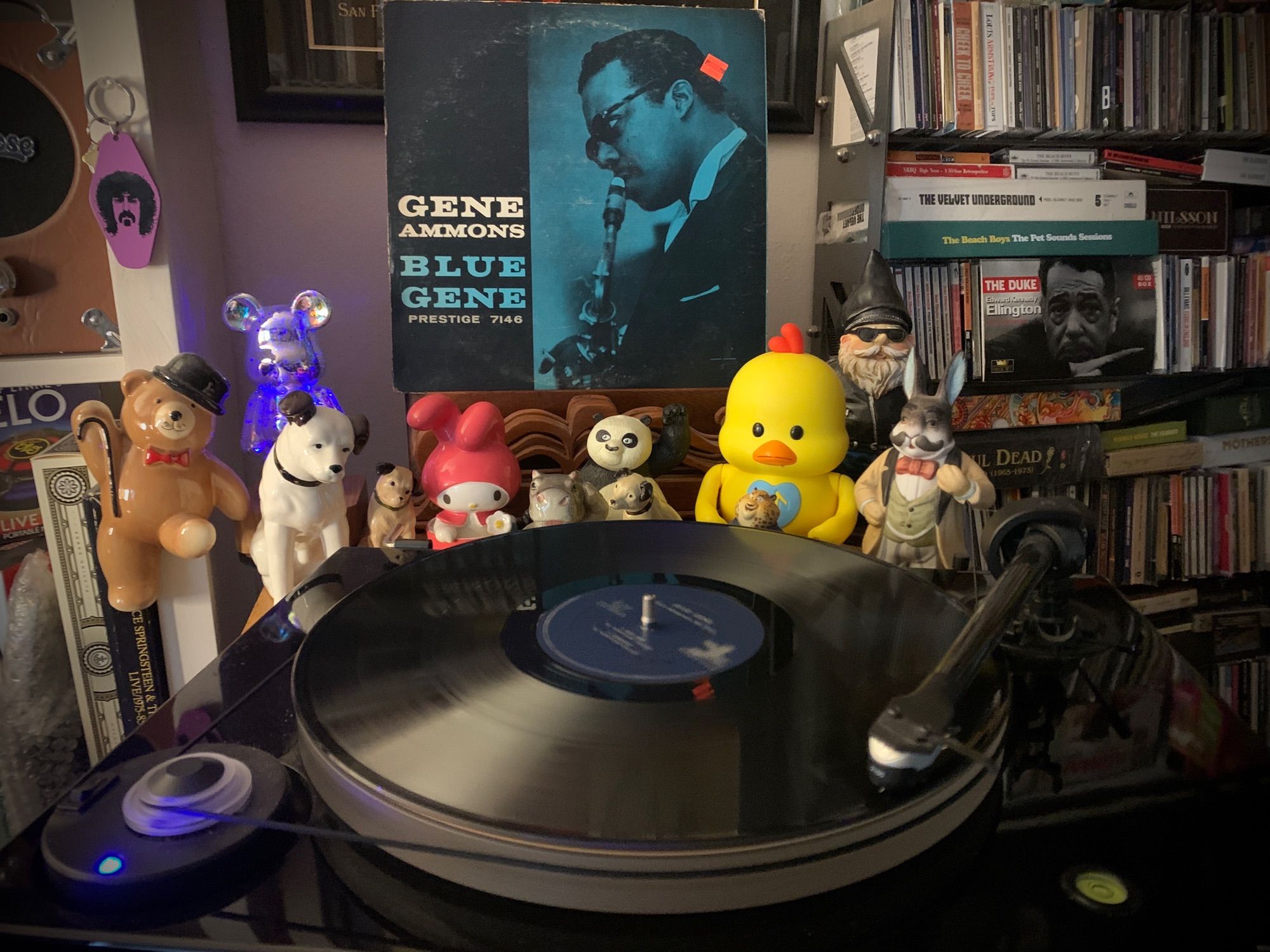 Sliding into Tuesday with some soothing blue sounds from the great Gene Ammons circa 1958. This is a recent bargyn bin score, a mid-60s second pressing with vinyl in nice enough condition to play on my best turntable. The cover had some seam splits but I don't fret about that much as I have learned how to carefully repair them from the inside to prevent further splitting. These days I place vintage titles in plastic outer sleeves and keep the LP in its paper sleeve outside to prevent further wear of the fragile cover. Have never come across a copy of this album before so finding a solid starter copy is a treat.