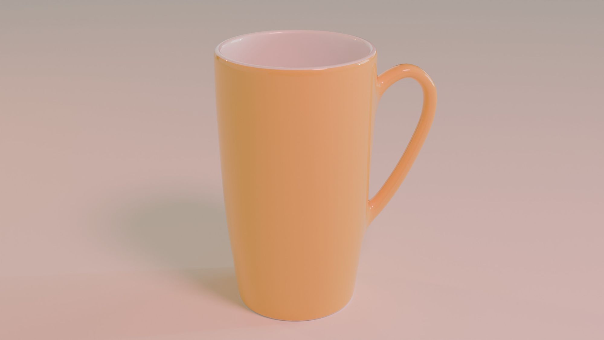 A 3d render of a tall yellow mug on a white background