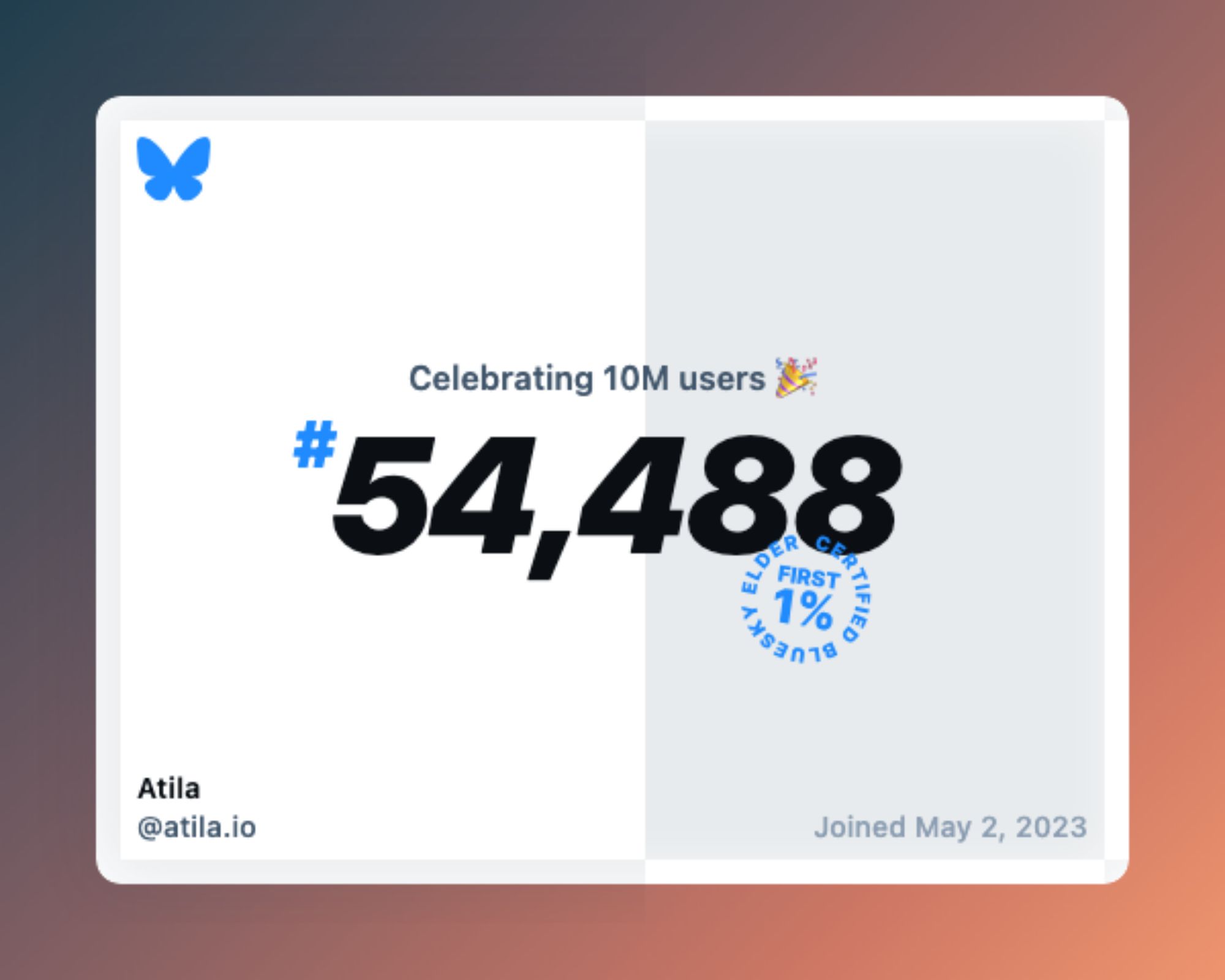 Atila was under the 55K first users to join