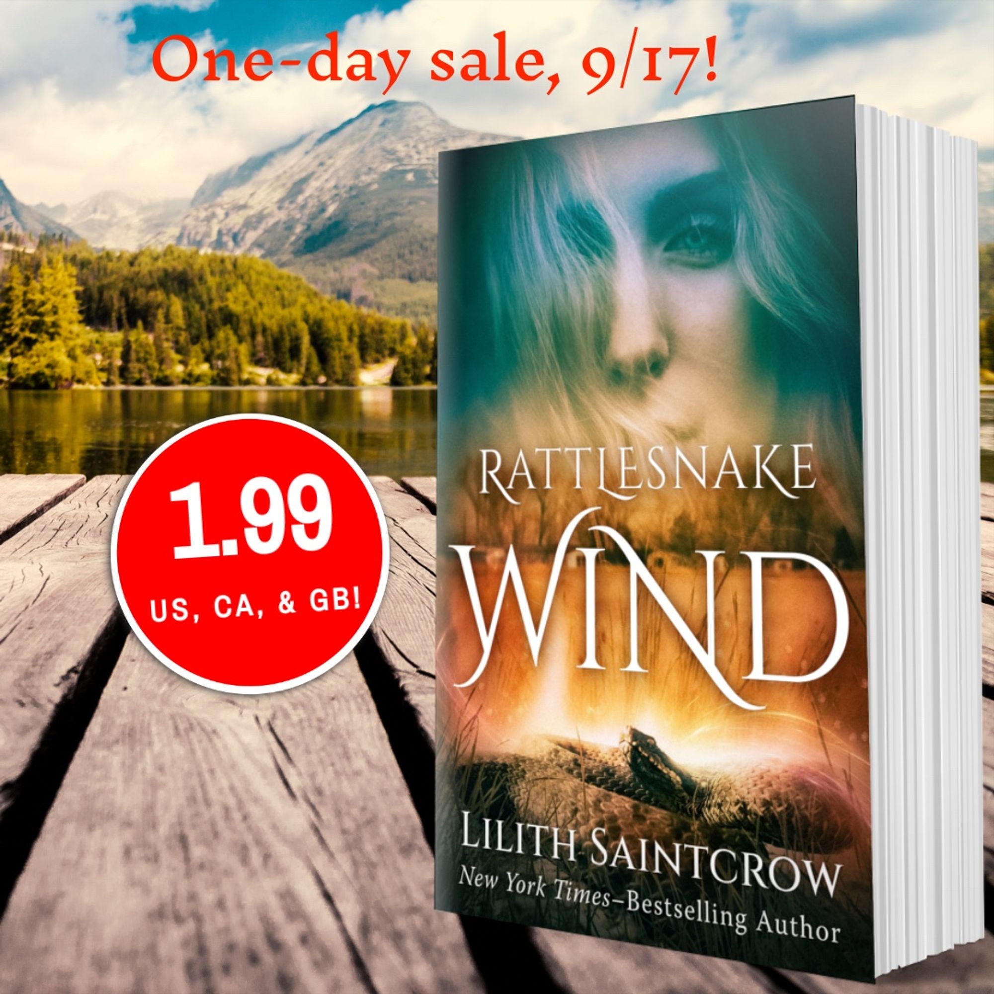 Rattlesnake Wind promo graphic, one-day 1.99 sale in US, CA, and GB.