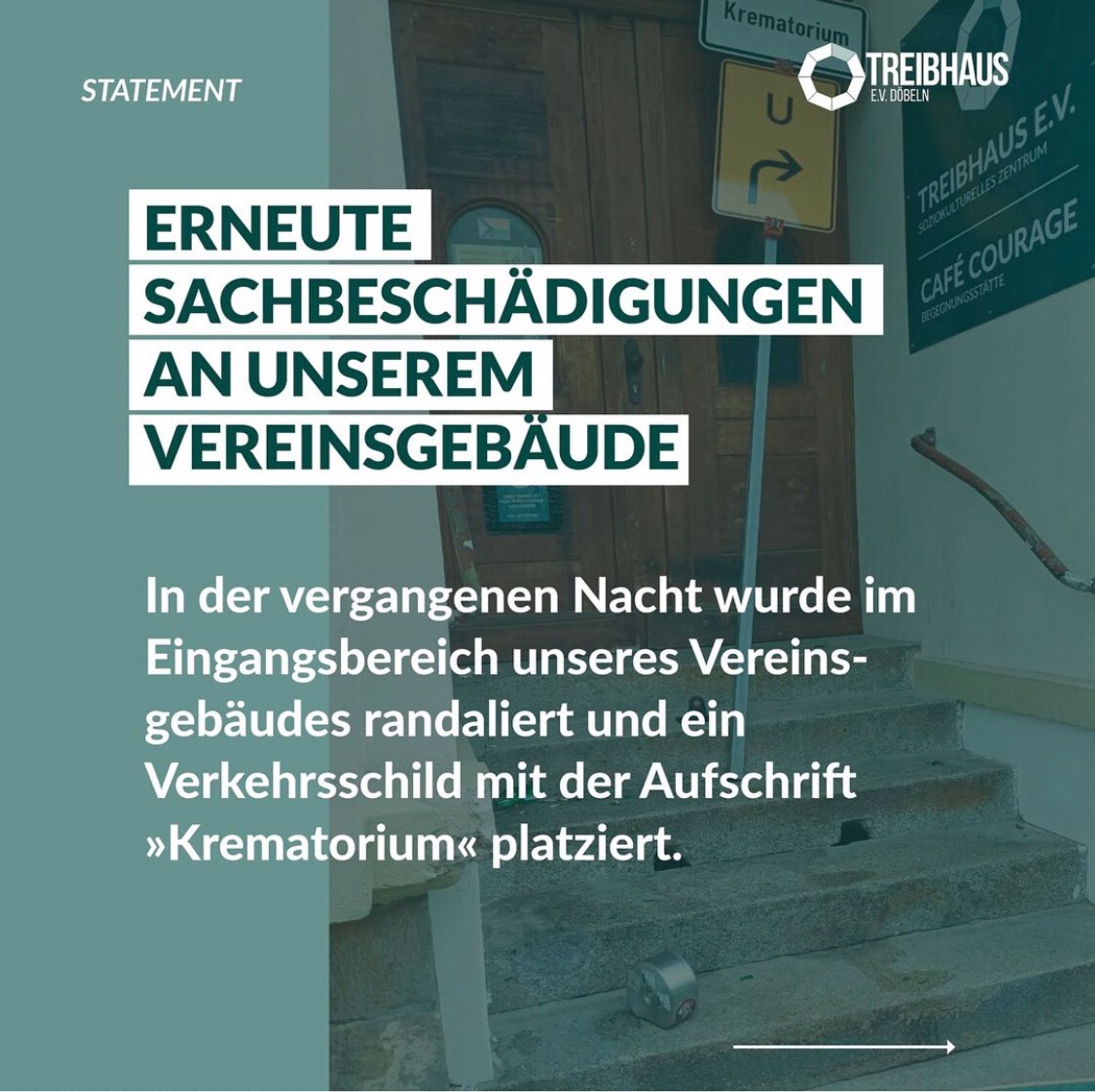 Screenshot, Informationen zum Angriff auf das Vereinshaus des Treibhaus e.V. in Döbeln.