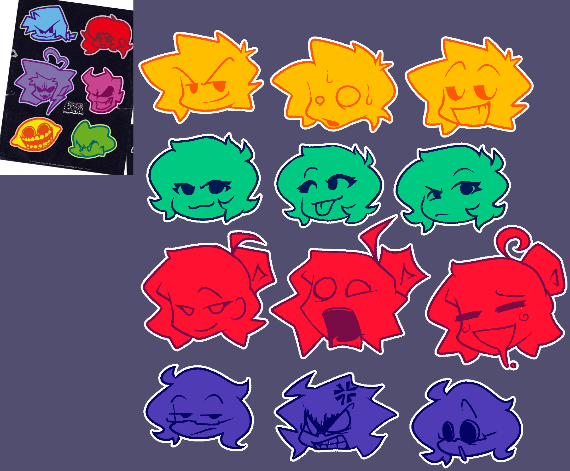 my ocs in the style of the Friday Night Funkin' sticker sets