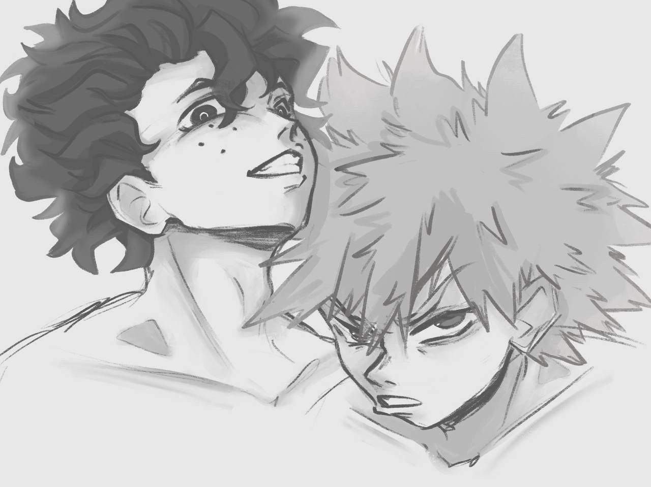 Sketch of Izuku and Bakugo
