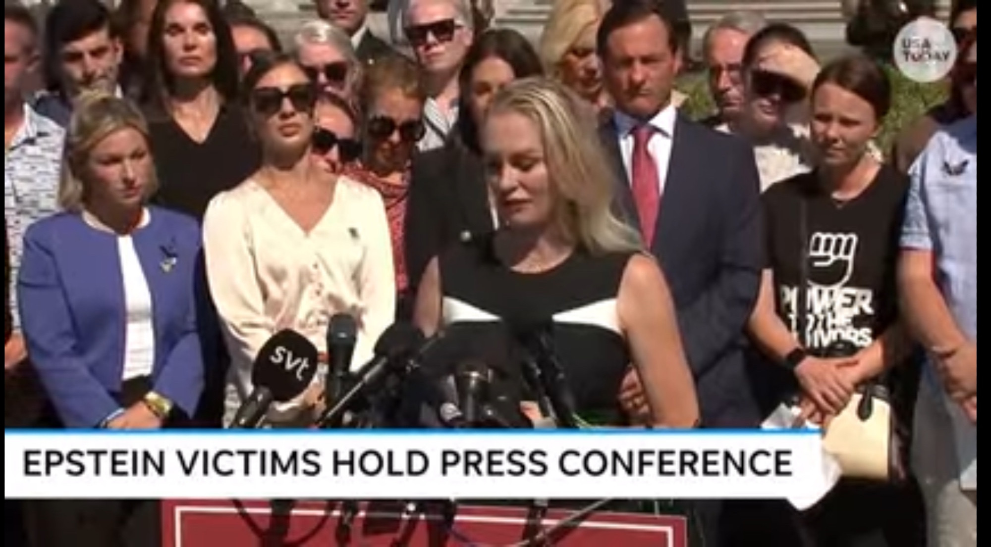 Still shot from Epstein victims press conference 