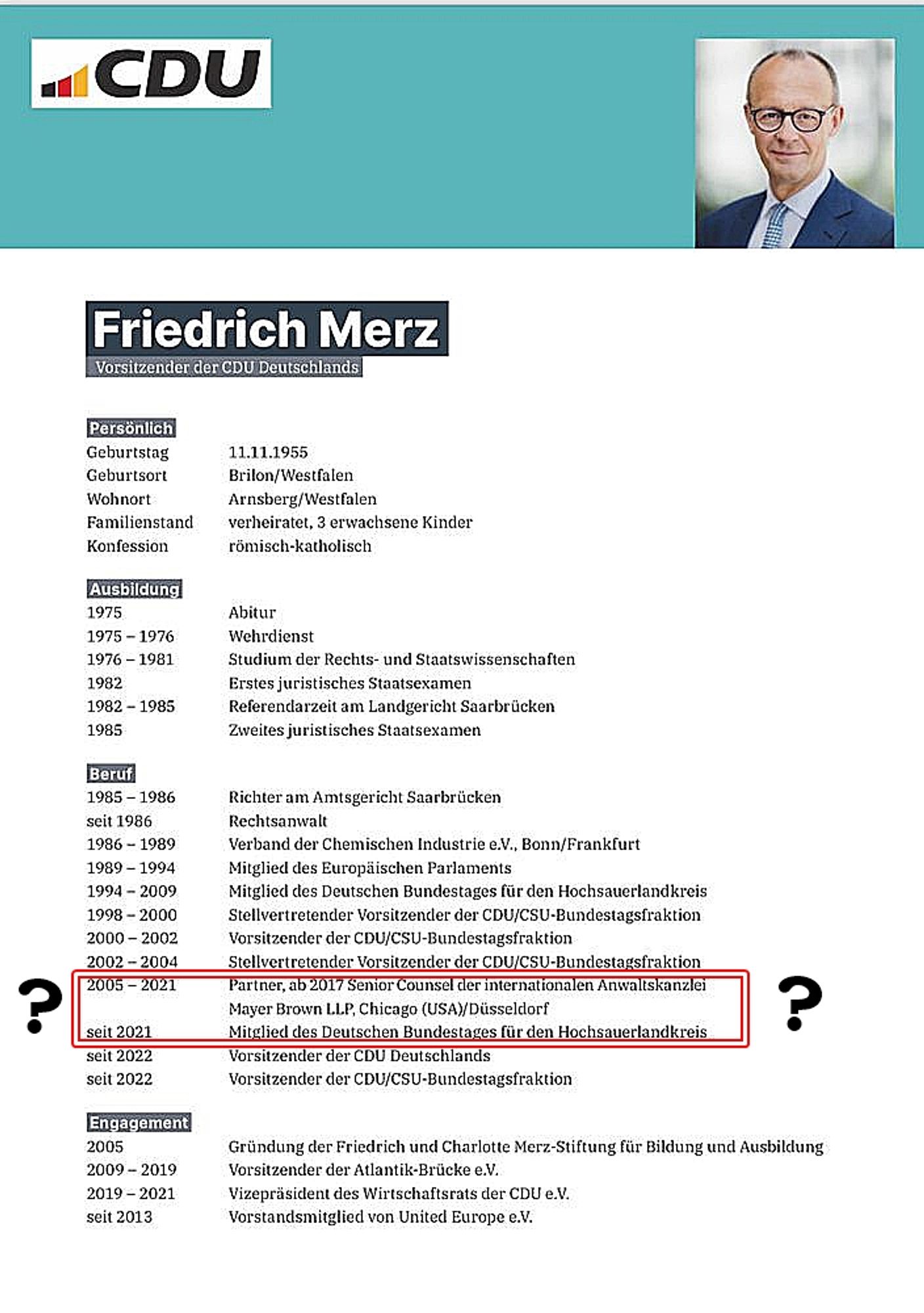 Der "frisierte" Lebenslauf von Blackrockfritze. Hat er wohl "vergessen", dass er 5 Jahre als Lobbyist von BlackRock tätig war.