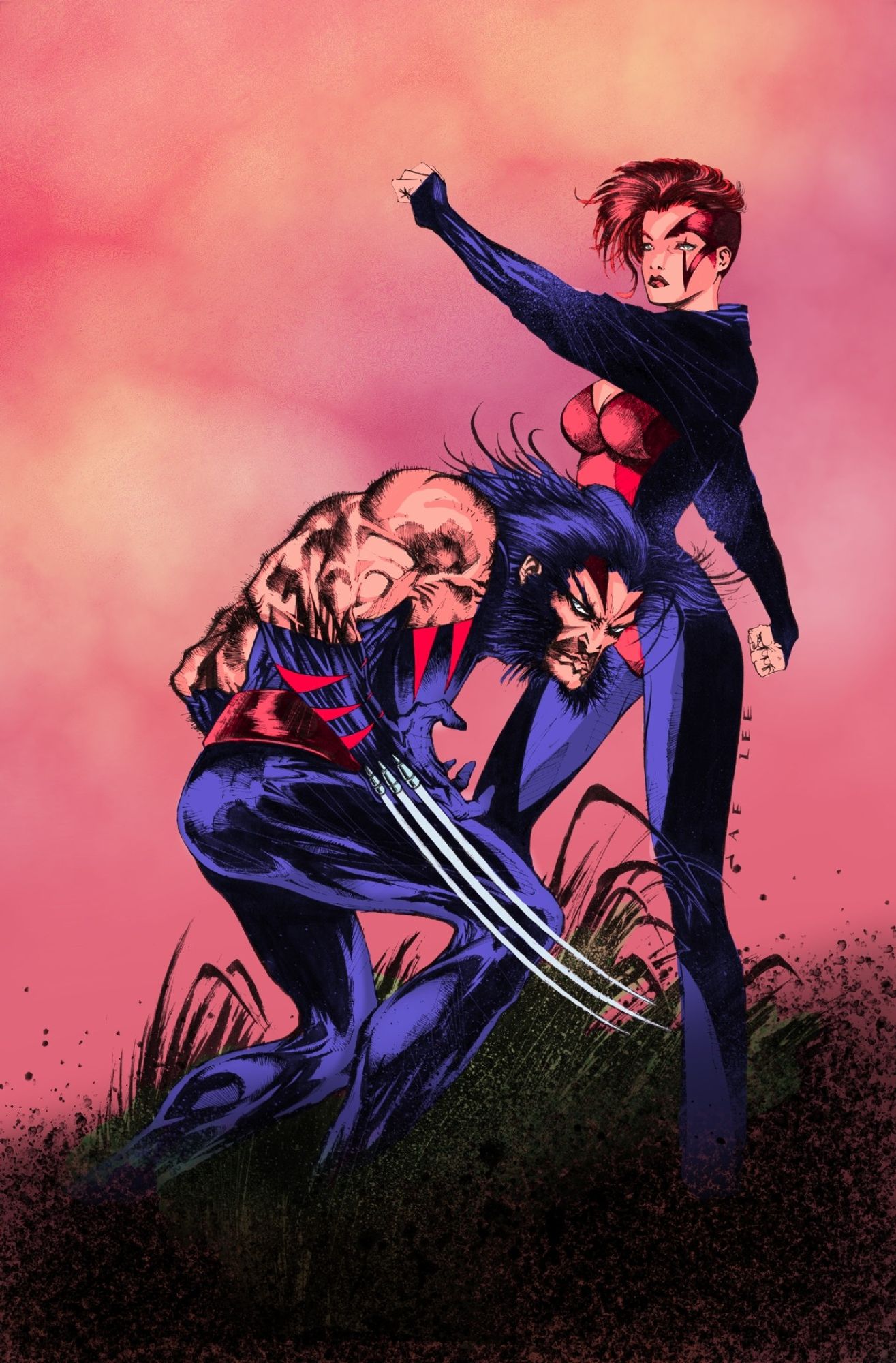 Age of Apocalypse Wolverine and Jean Grey by Jae Lee, colors by me