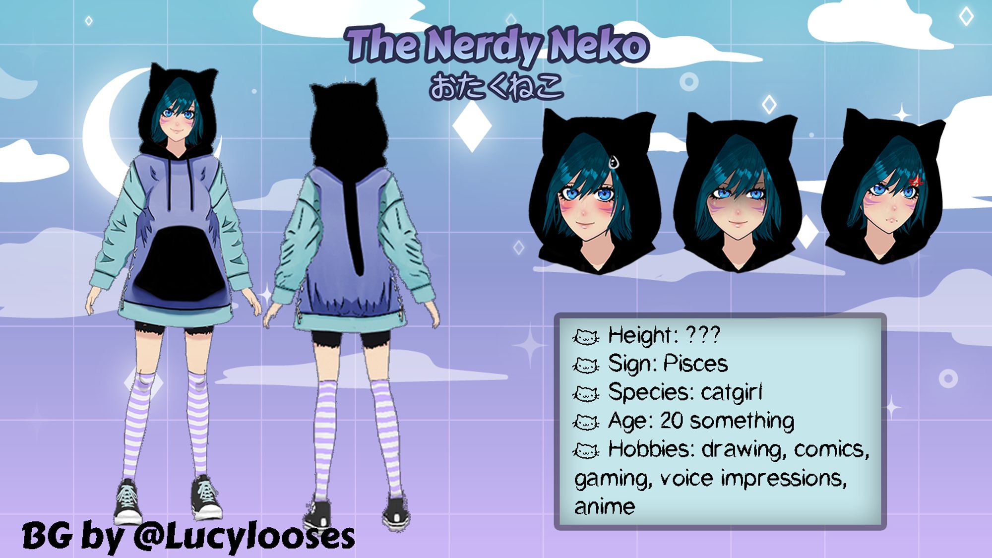 Ref sheet of The Nerdy Neko.