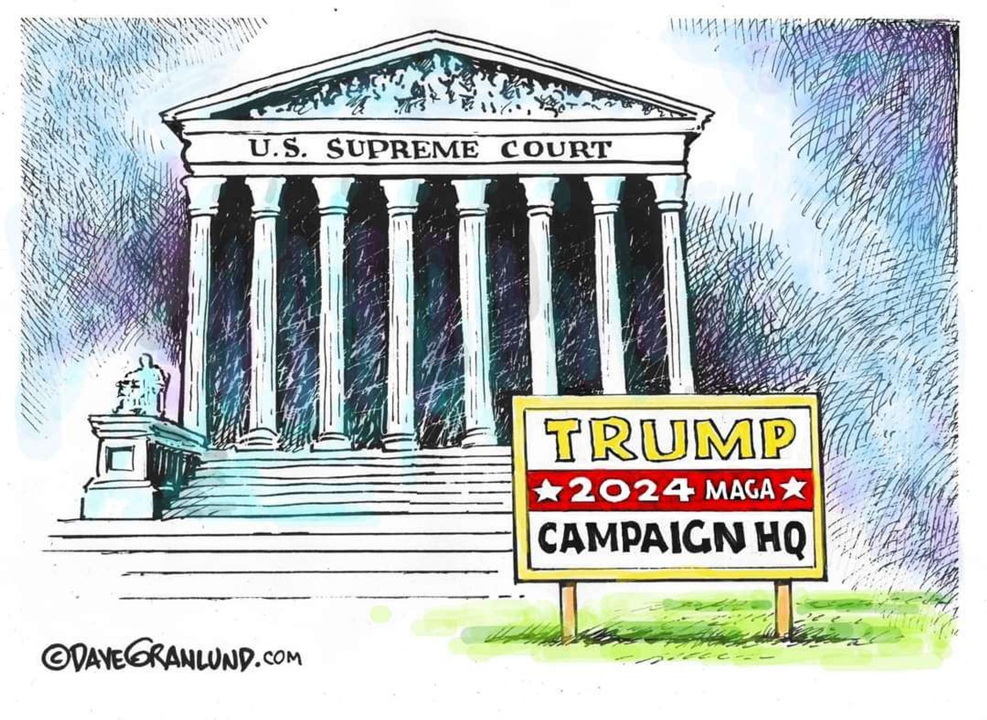 A sign in front of the US Supreme Court declares Trump 2024 MAGA Headquarters