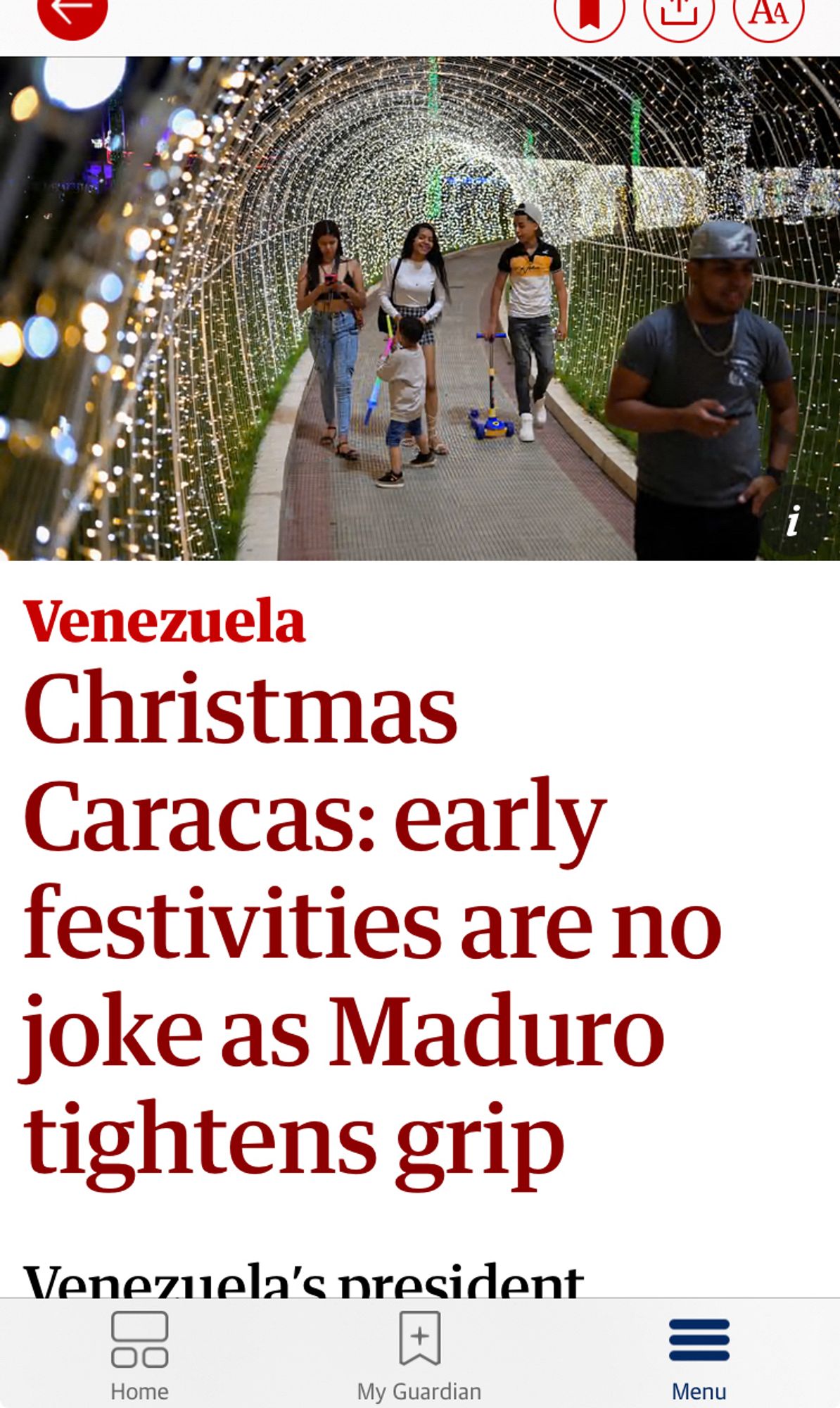 Guardian sub thinks he is being witty with Christmas Caracas as hundreds of political prisoners are jailed.