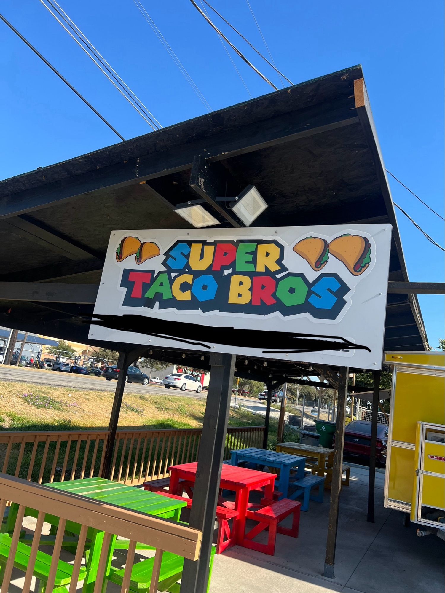 The storefront to the super taco bros food truck