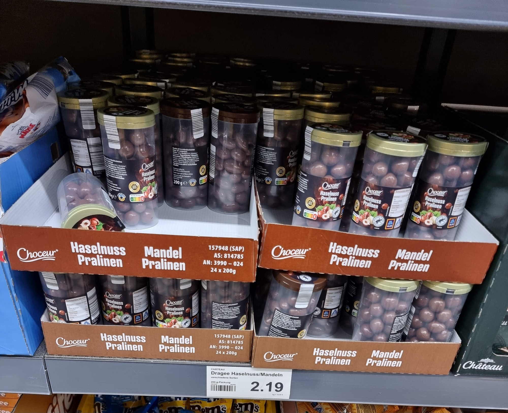 Haselnussmandeln im ALDI.
Kosten 2,19€ 