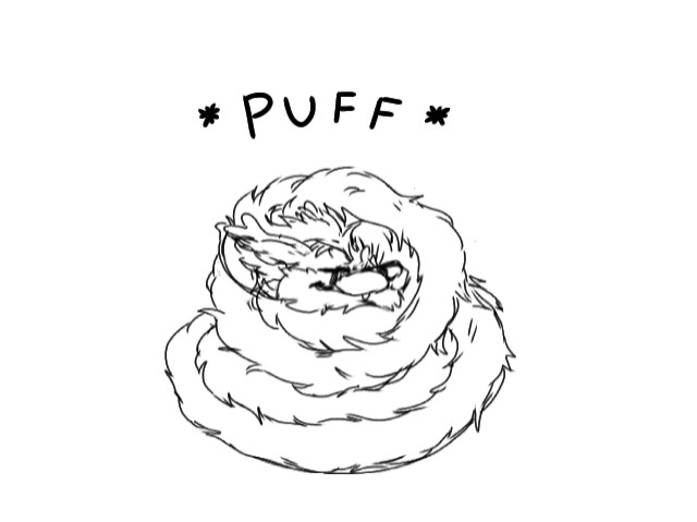 The dragon's work is done, the owner is warm and safe now, giggling under the tons of fluff of their attention-hungry pet