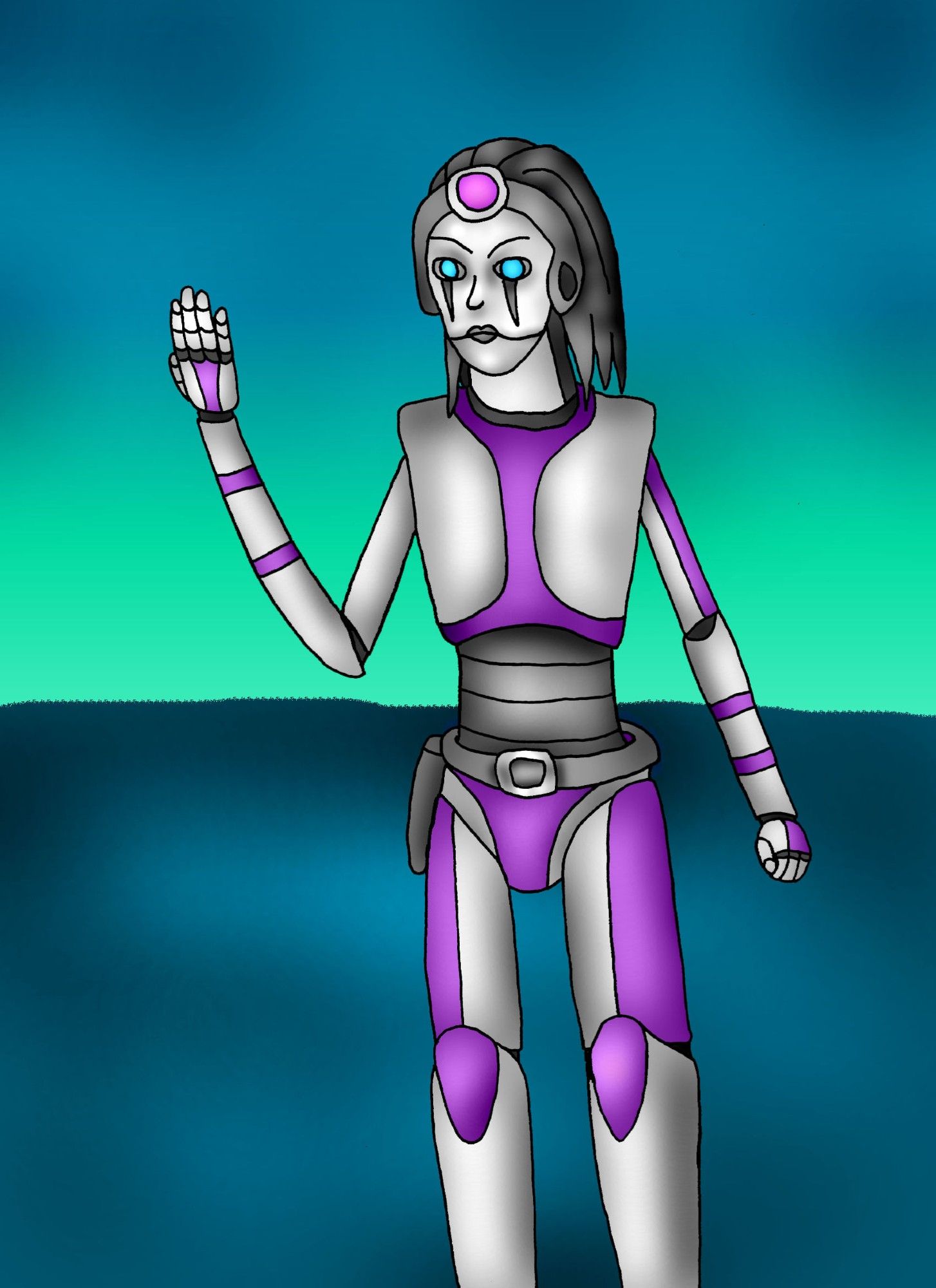 Concept piece of Medil, the heir of an alien species that is physiologically similar to droids.