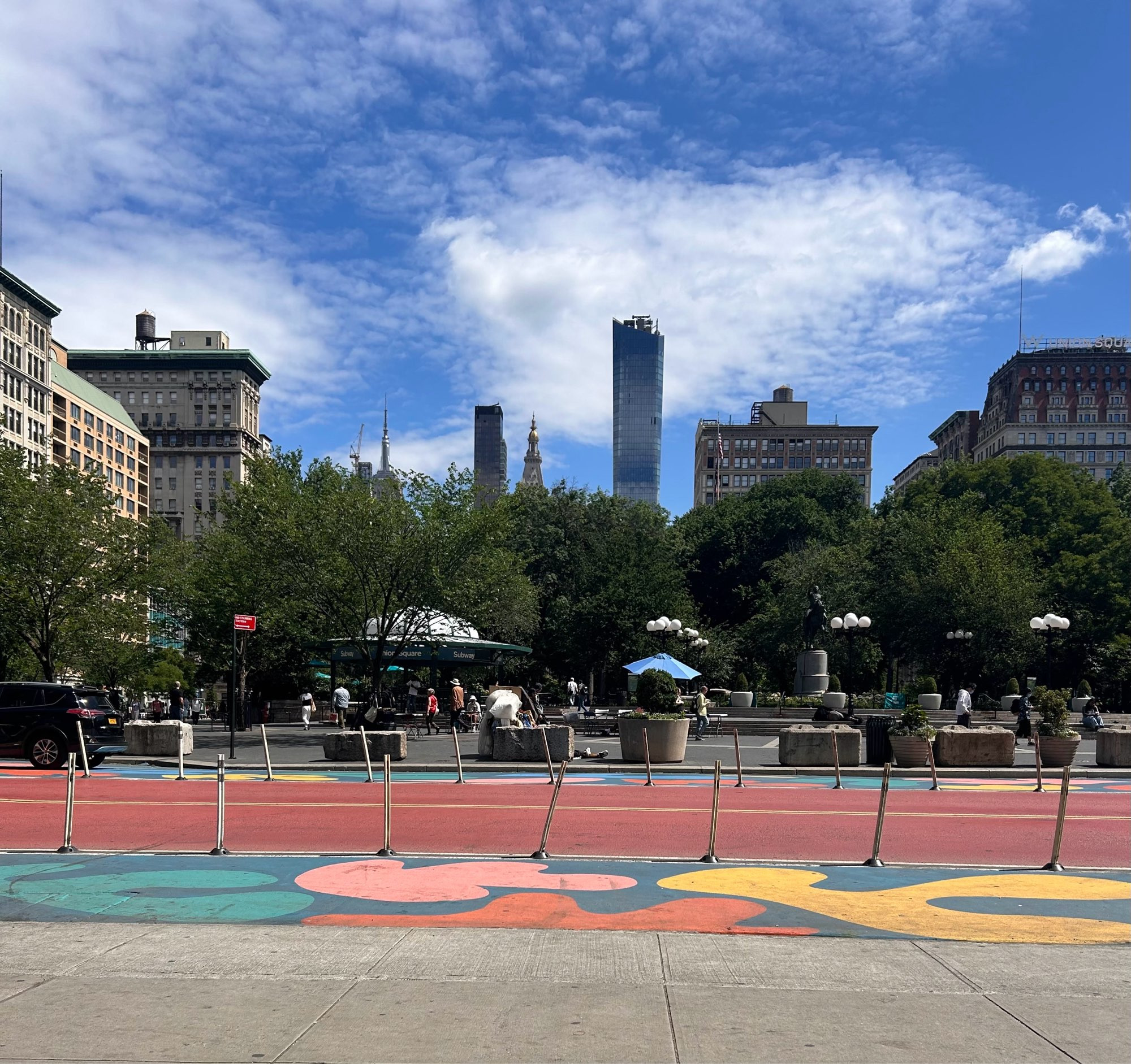 Blue sky in Union Square NYC.