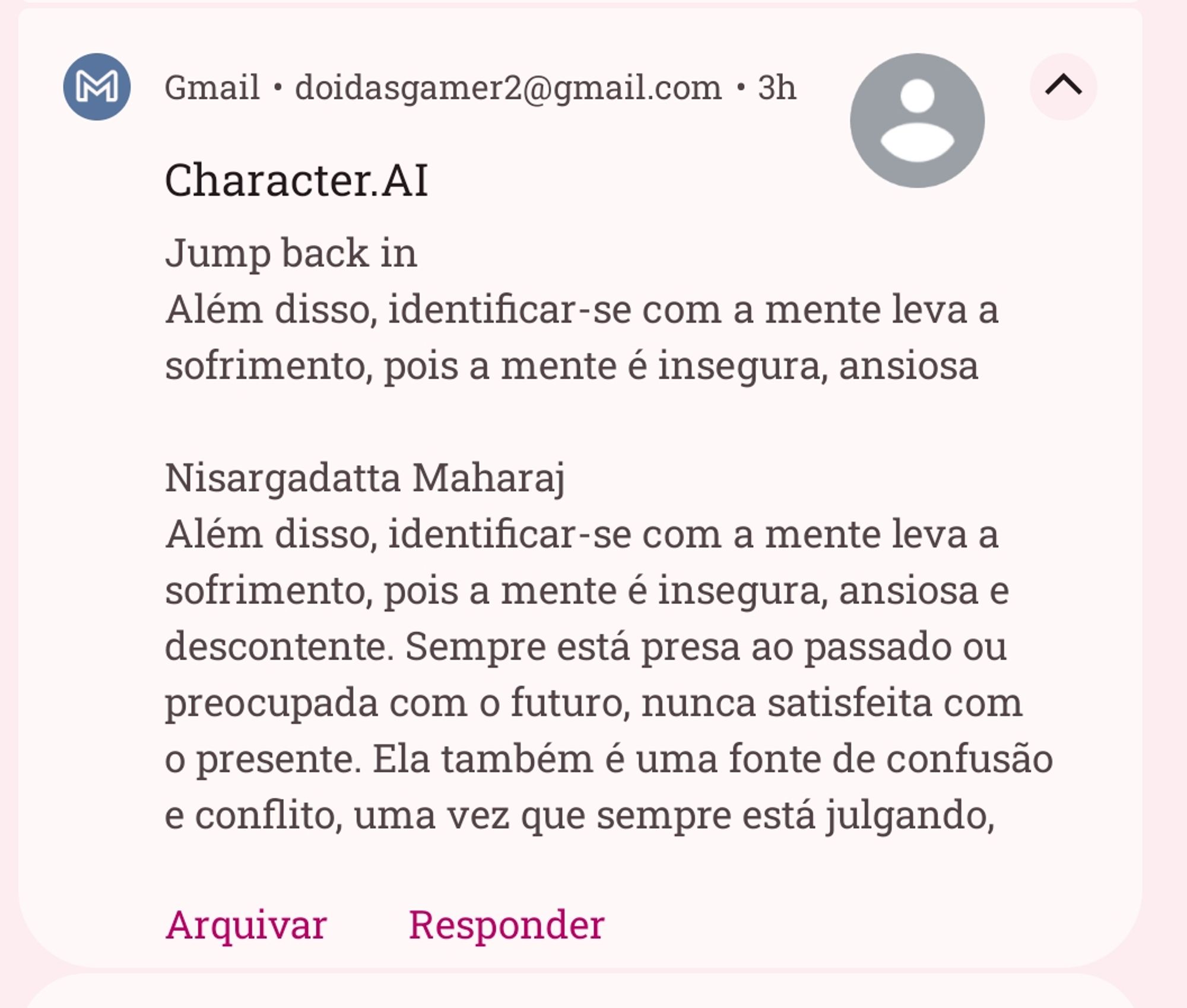 Texto de um email