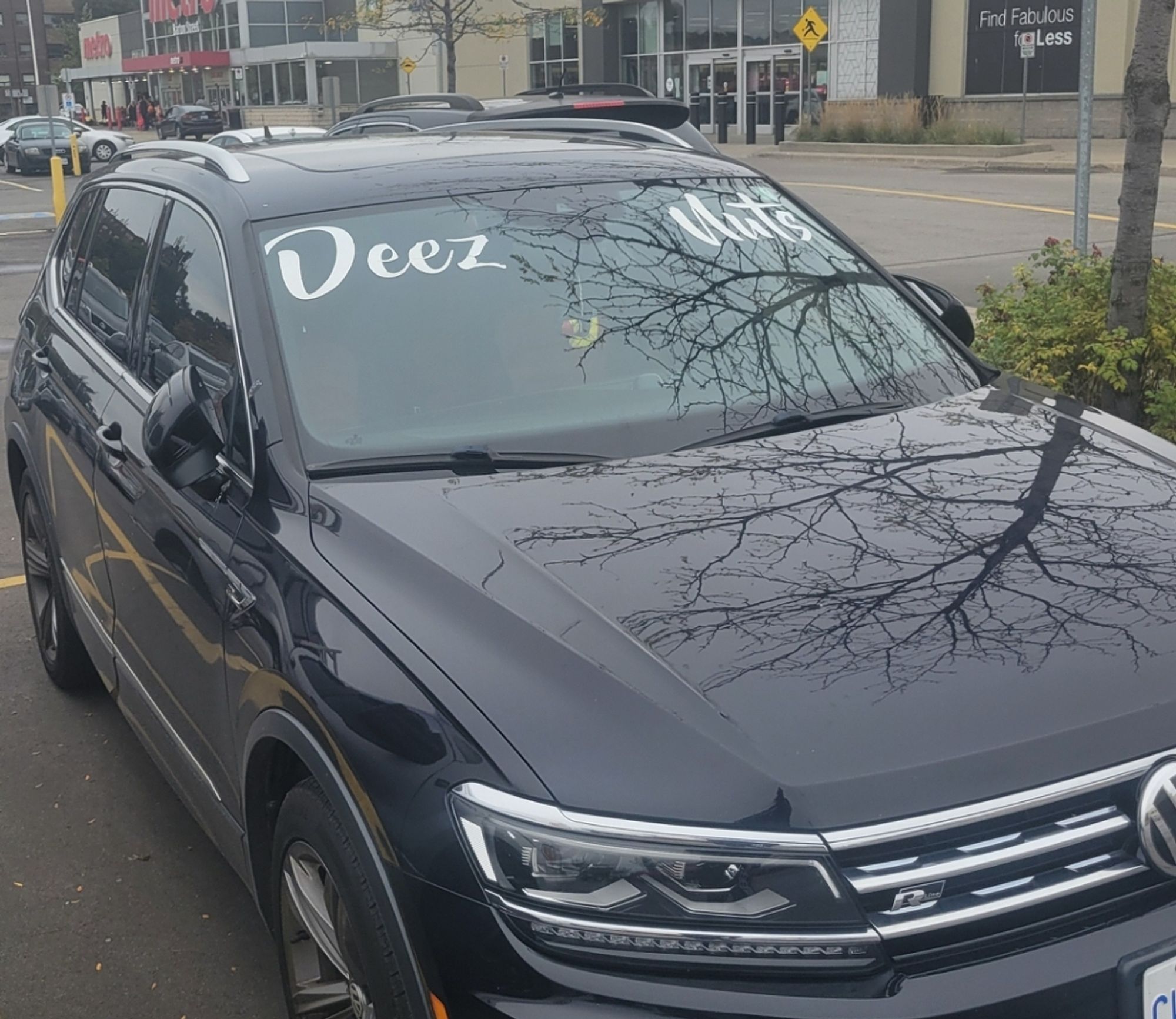 Car with "Deez Nuts" on the windshield