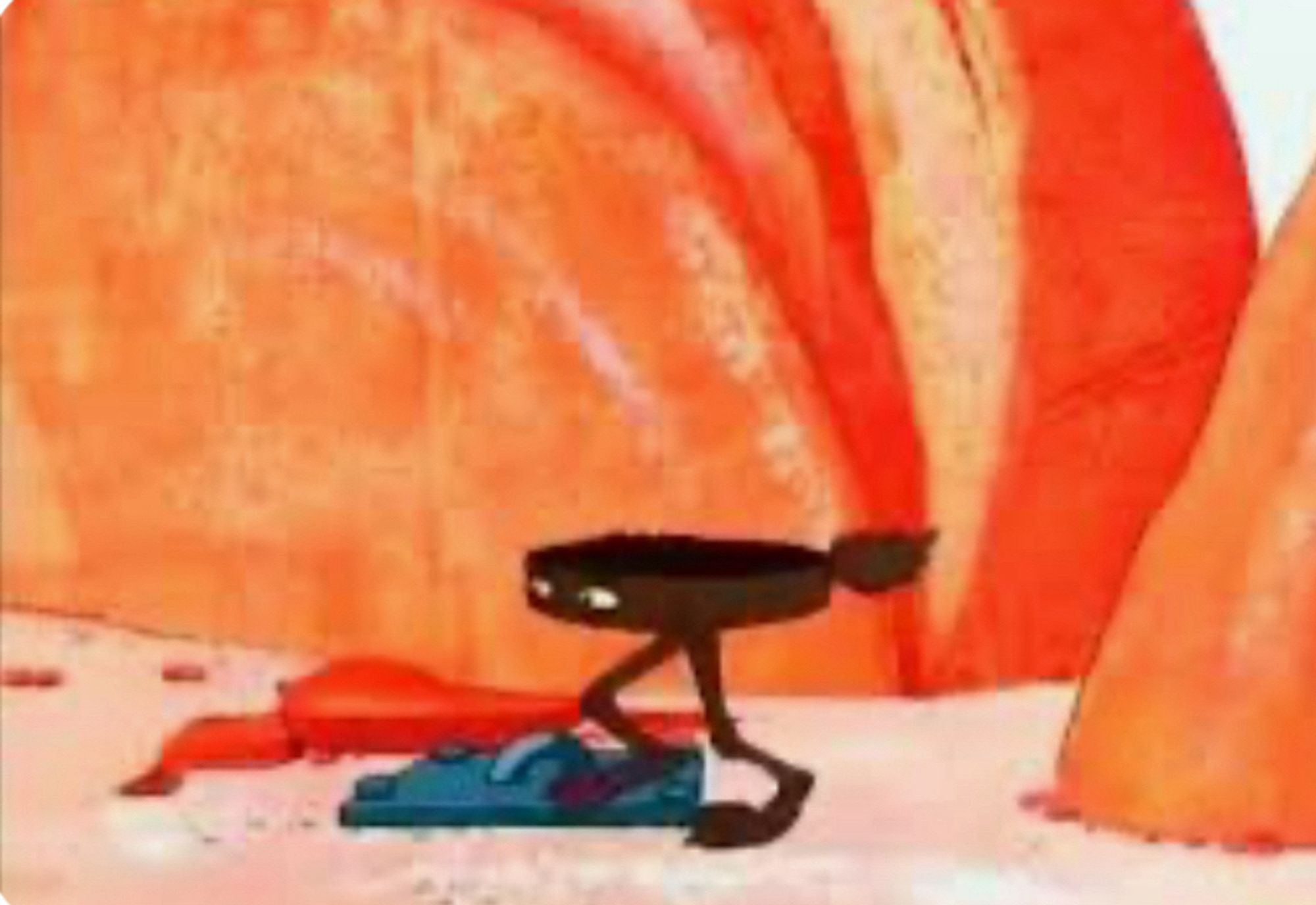 Screenshot of cartoon flattened Wile E. Coyote