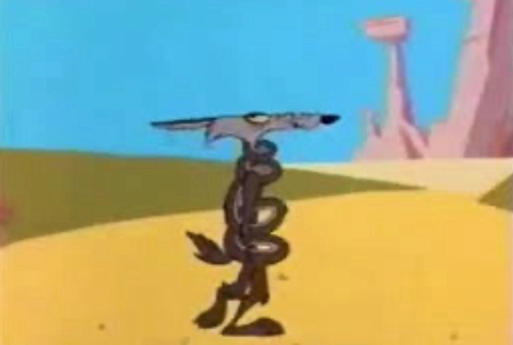 Screenshot of cartoon flattened Wile E. Coyote