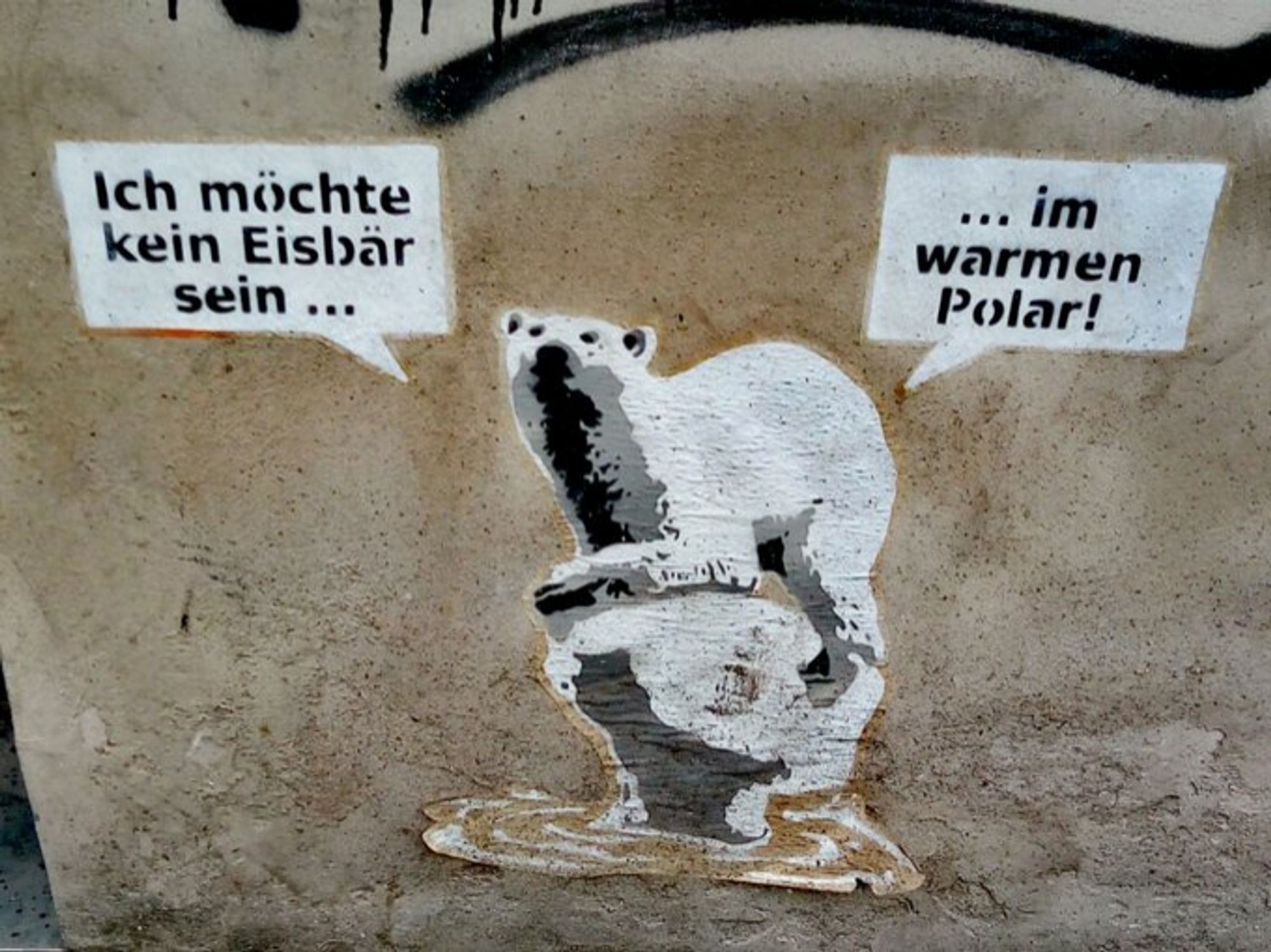 streetart Ich möchte kein Eisbär sein ... Im warmen Polar.