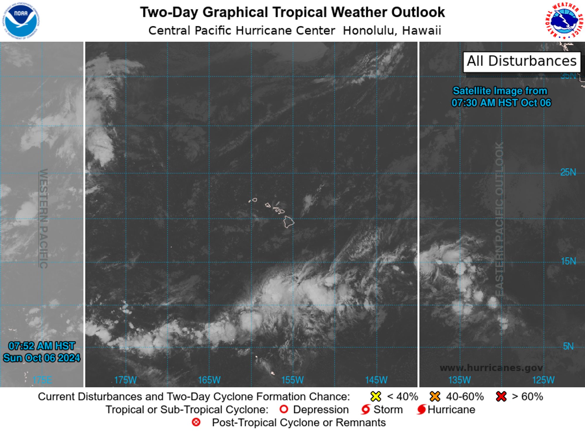 tropical weather outlook over the next 2 days greyscale satellite image of Central Pacific Ocean for
