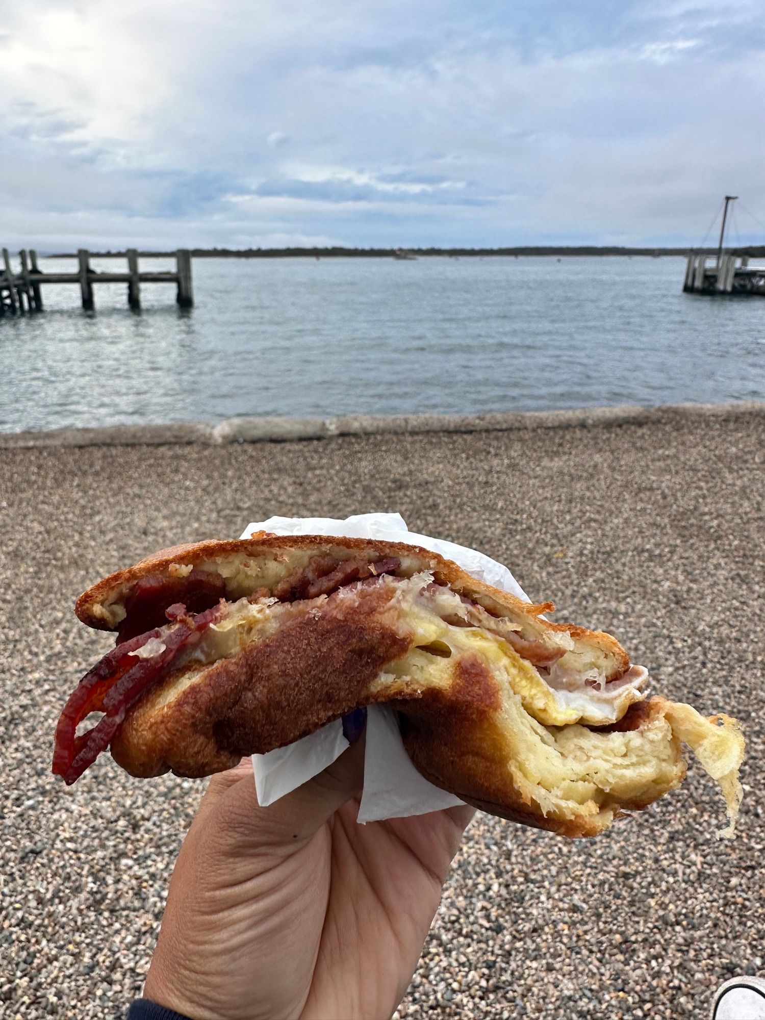 About to dig into a delicious popover sandwich with double bacon!