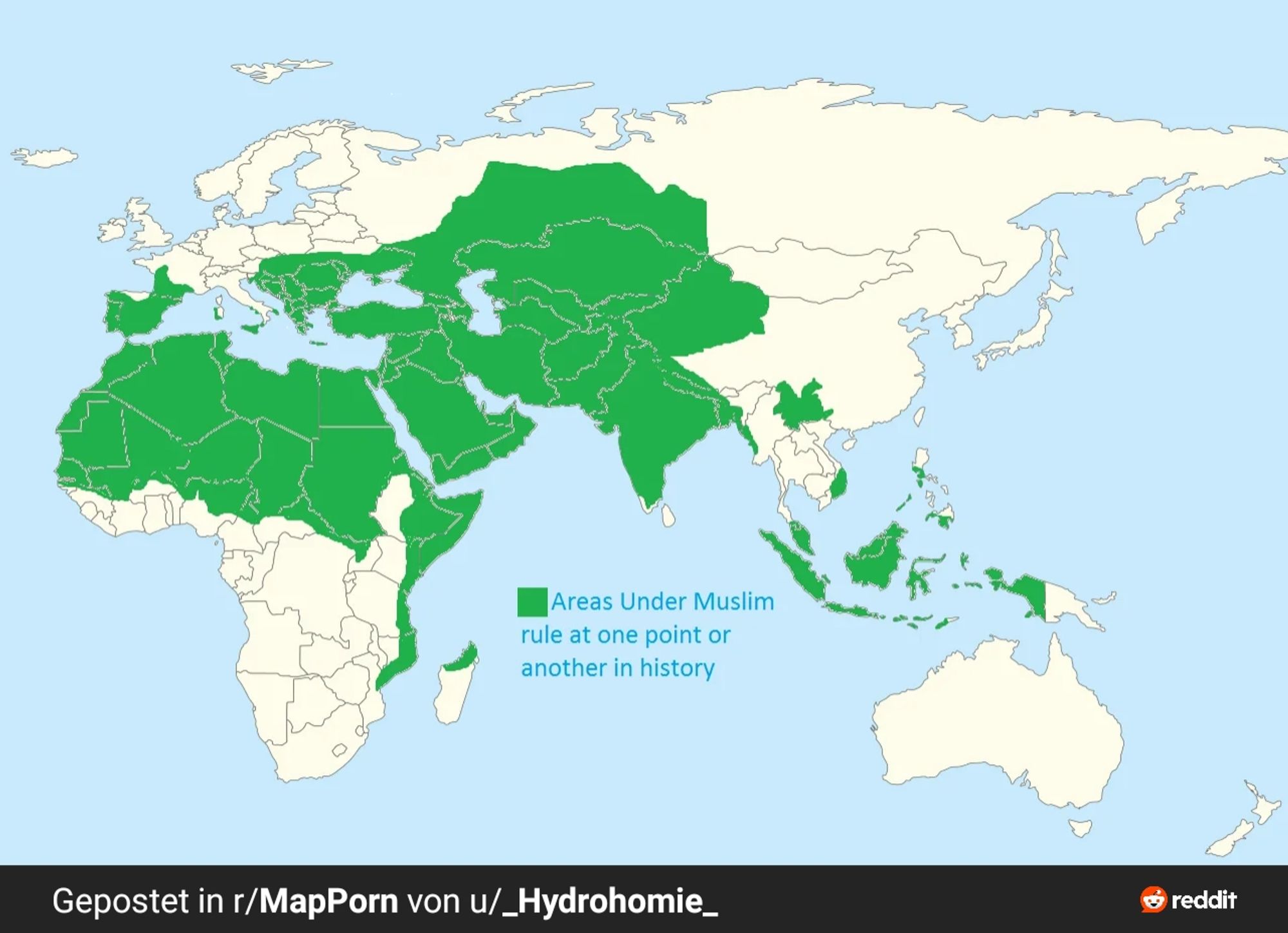 Alle Gebiete in Europa, Asien und Afrika, die irgendwann einmal unter muslimischer Herrschaft standen.