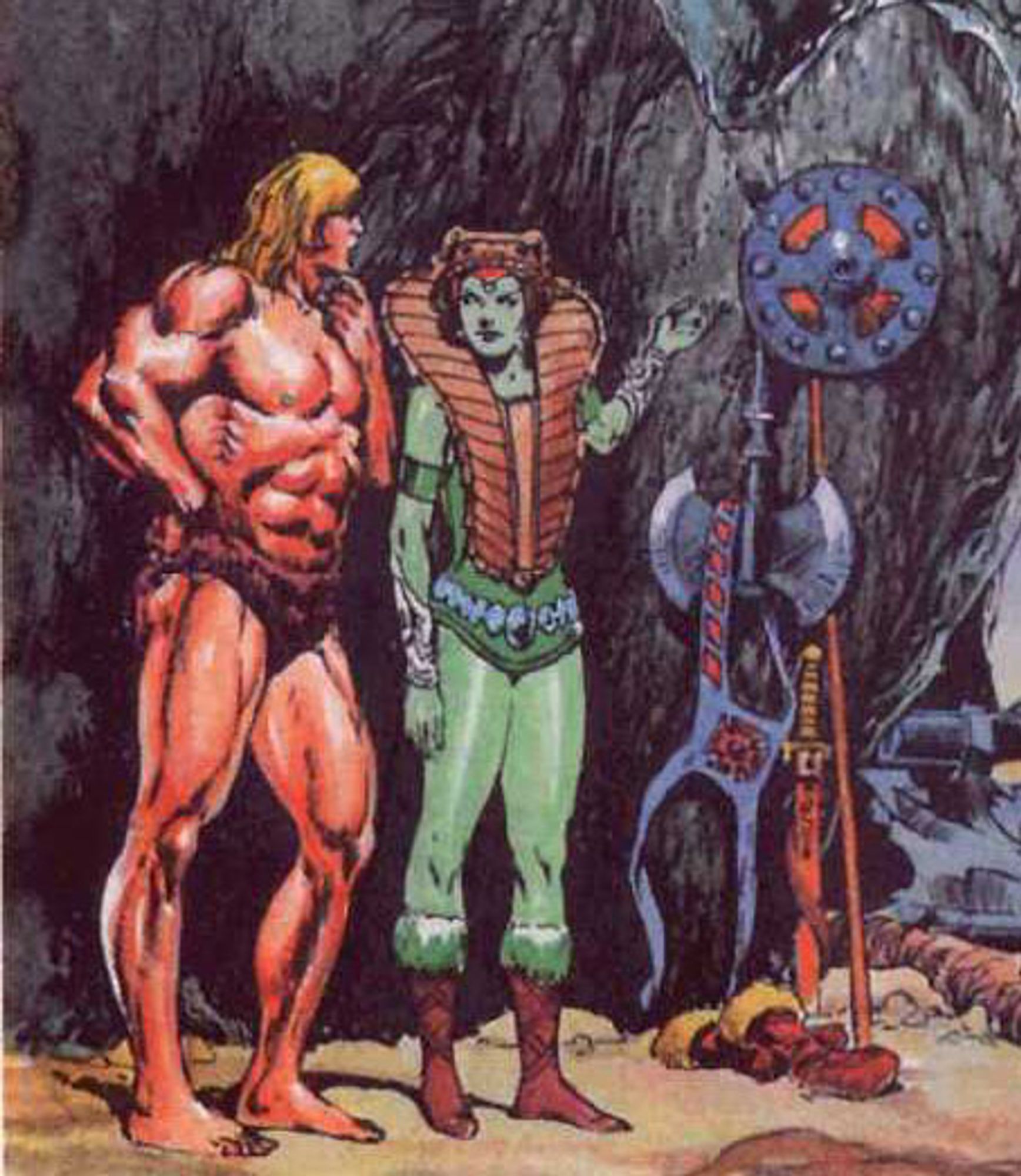 Art from the first He-Man mini comic showing the initial conception of the Sorceress, later renamed the Goddess.