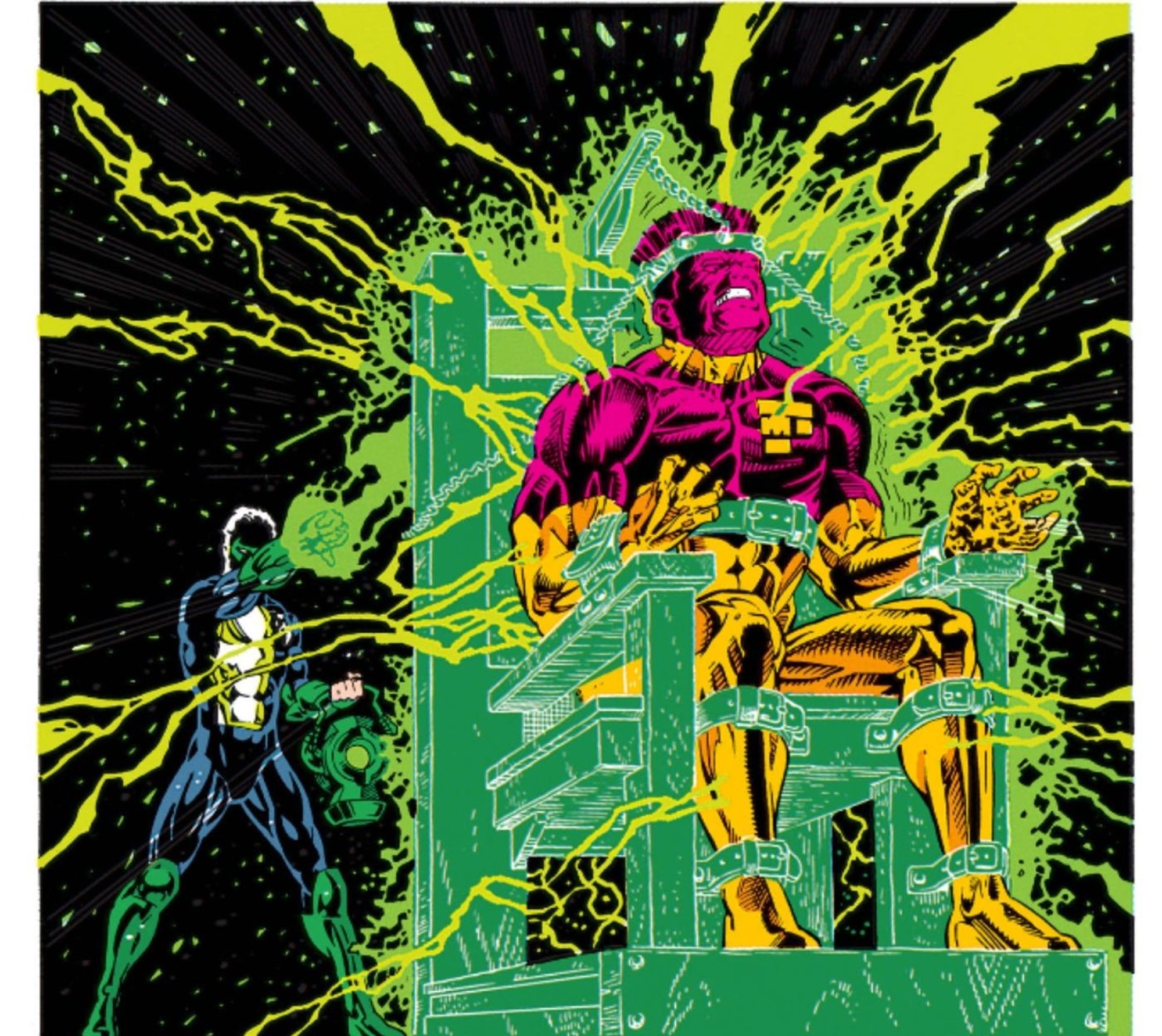 Kyle Rayner straight up electrocuting Major Force.