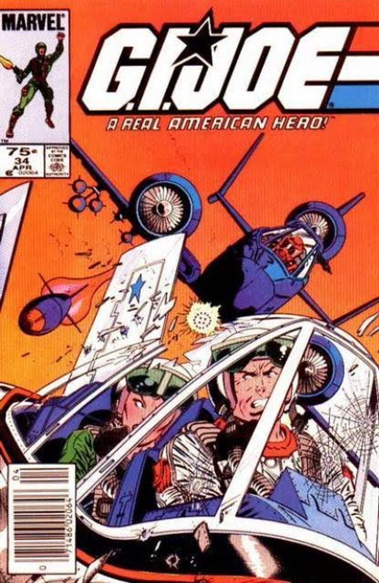 GI Joe #34 cover. The Skystriker and Cobra Rattler blasting away in a dogfight.