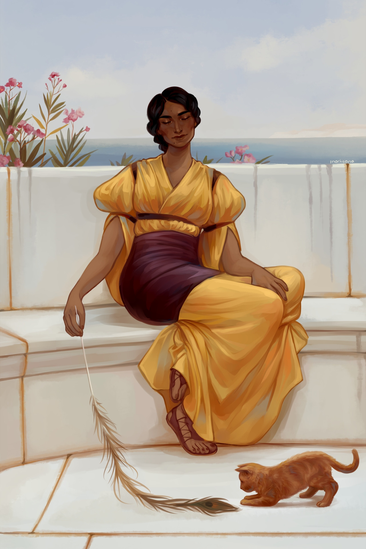 a study of John William Godward's painting Idleness except the woman depicted is Josephine Montilyet from Dragon Age: Inquisition