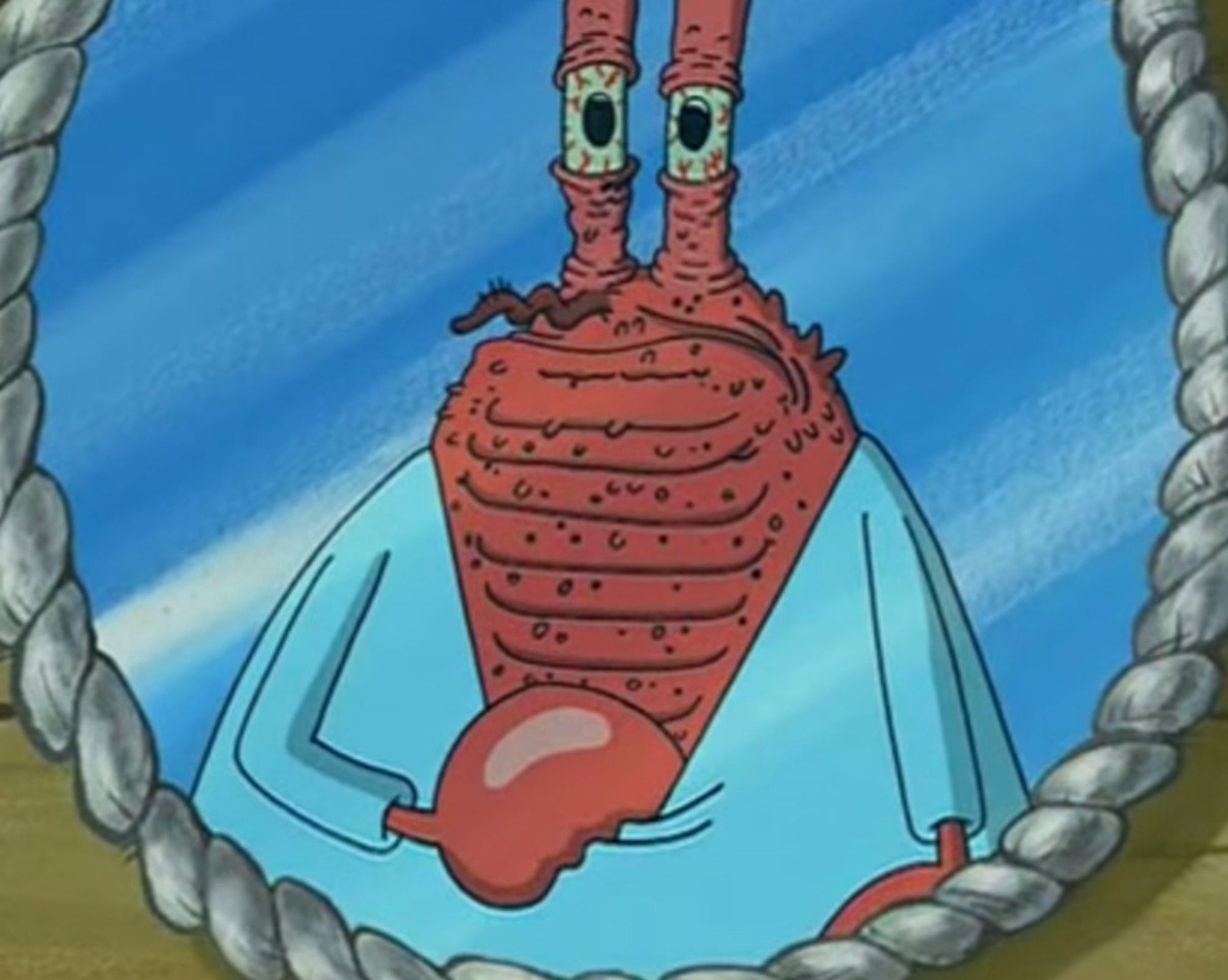 Mr. Krabs with multiple chins.