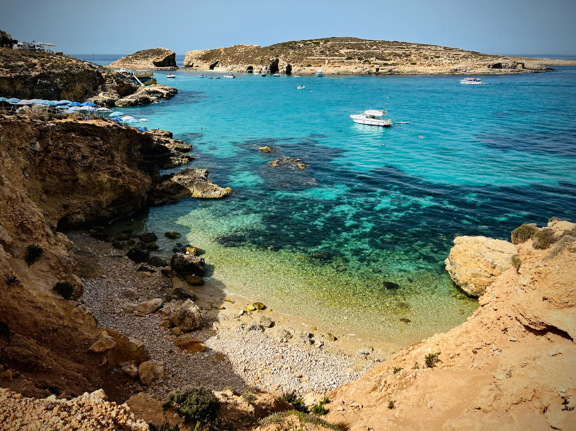 Pebble beach on Comino, Malta