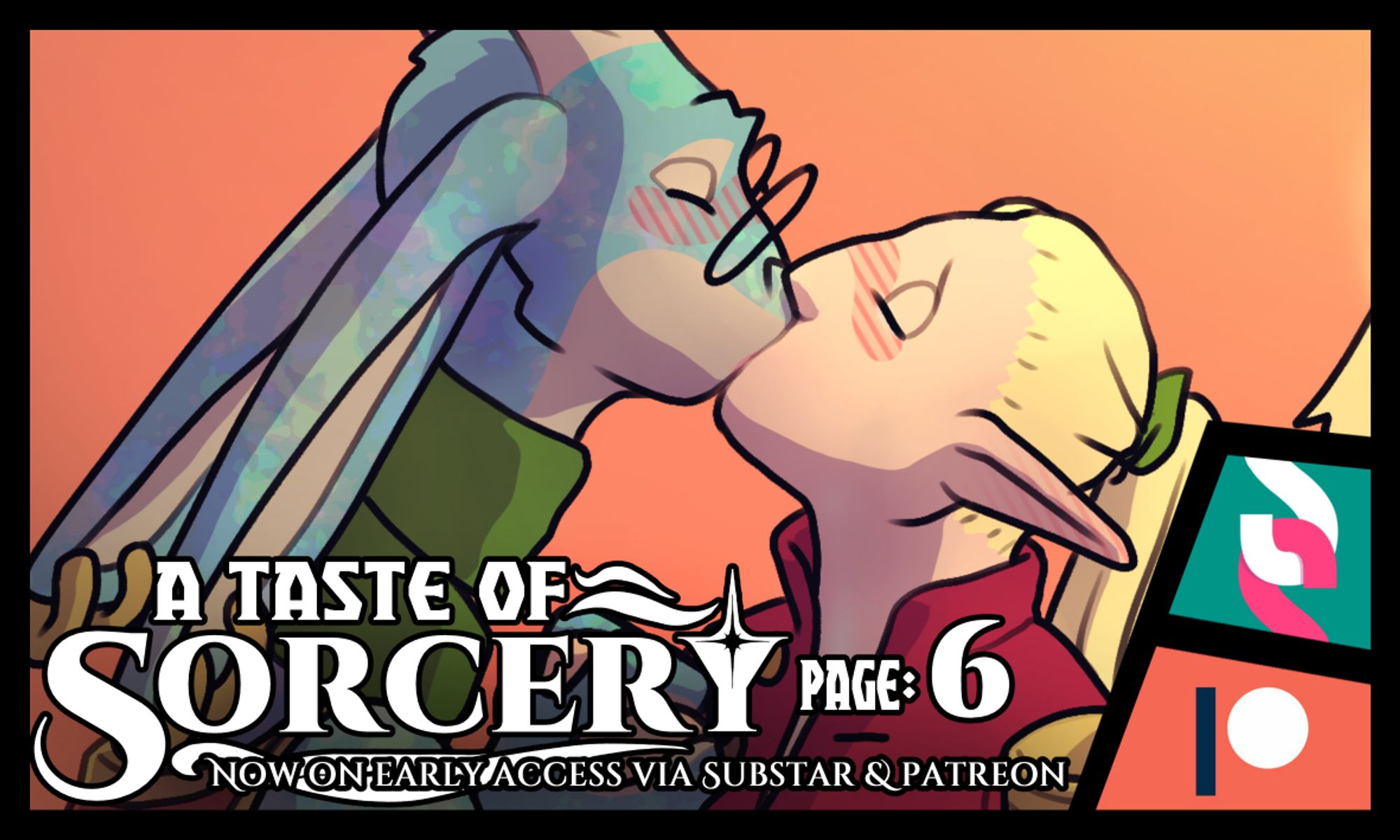 #comic #tease #kissing #fantasy

A Taste of Sorcery page: 6
Now on early access via Substar & Patreon