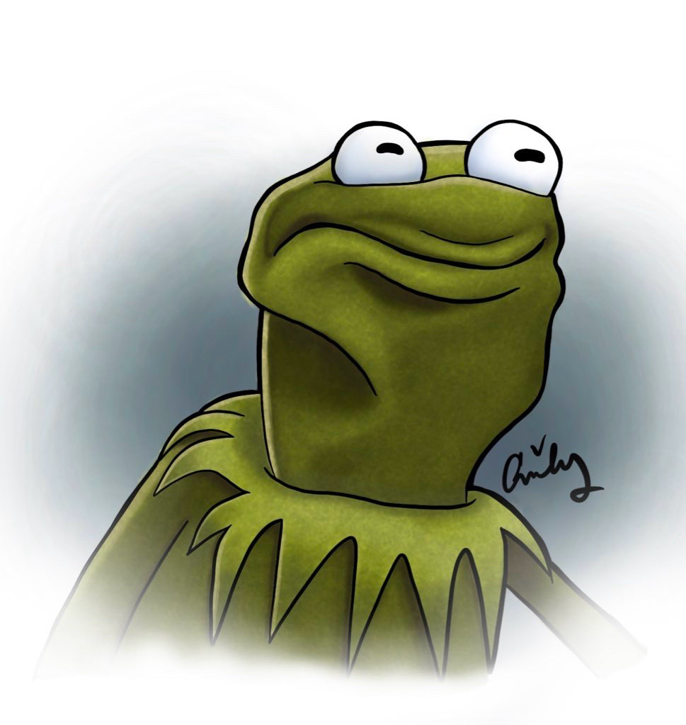 consternated kermit meme procreate drawing