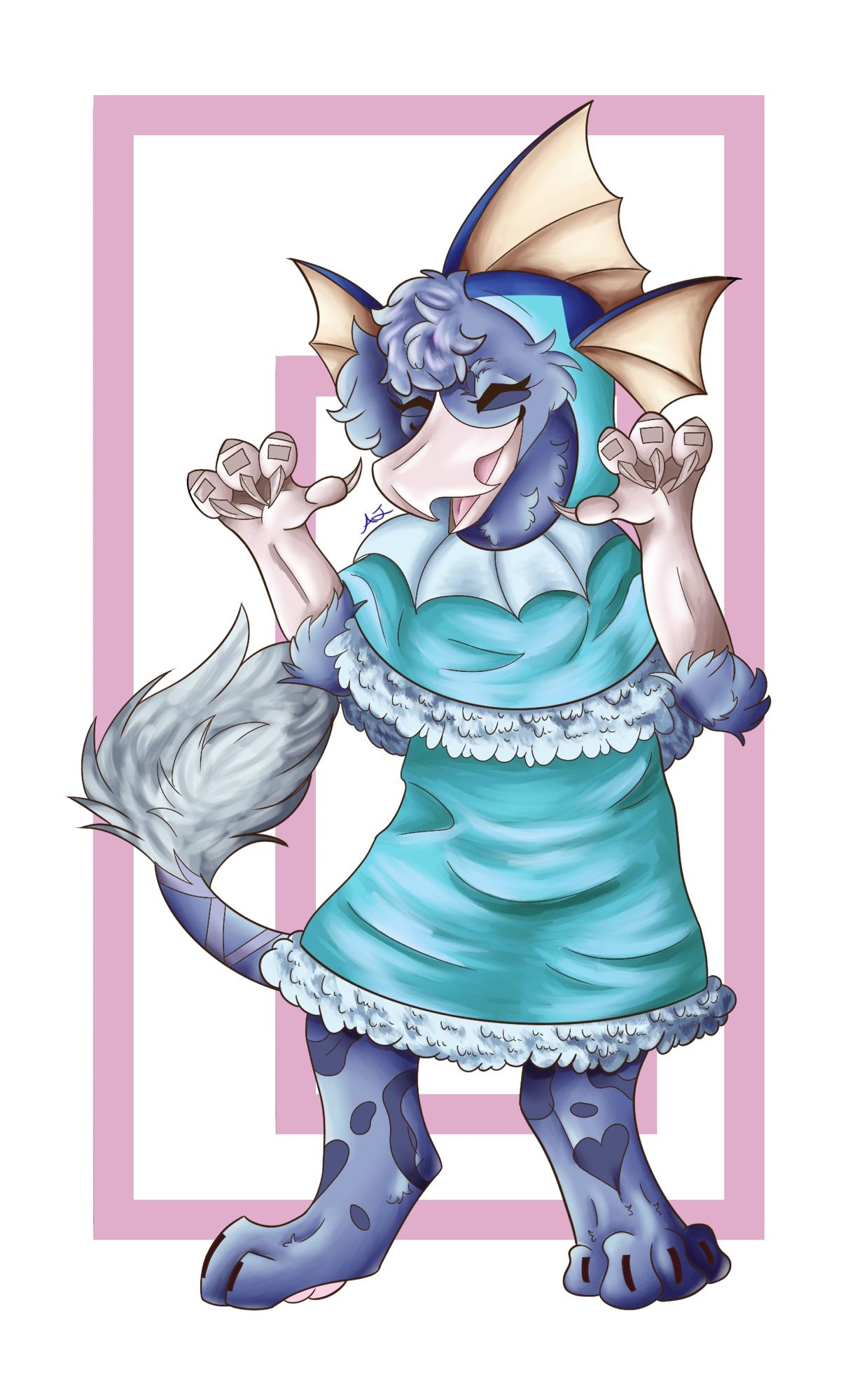 My fursona in a vaporeon outfit going rawww