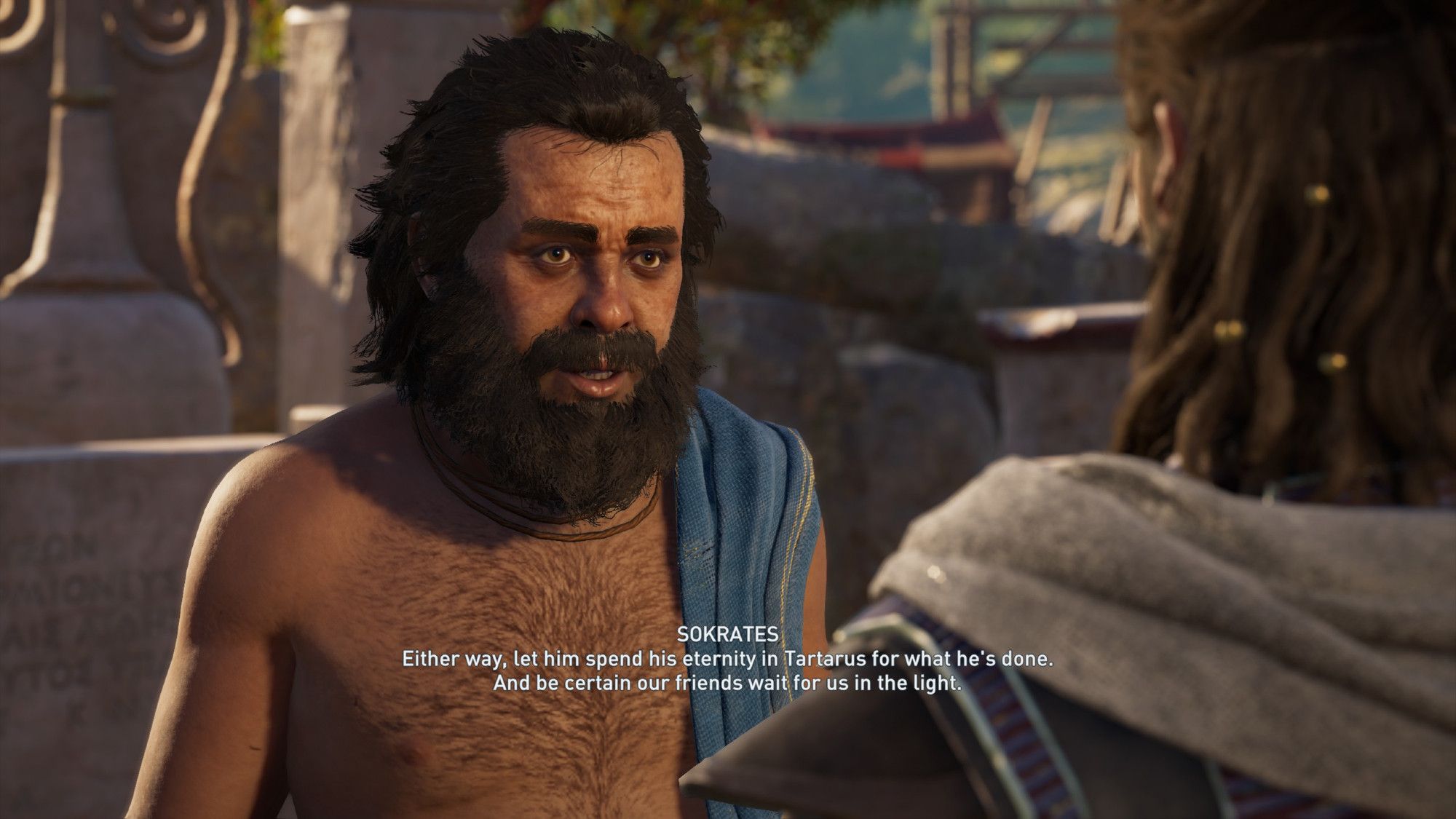 Sokrates speaking of Tartarus, in Assassin's Creed: Odyssey.