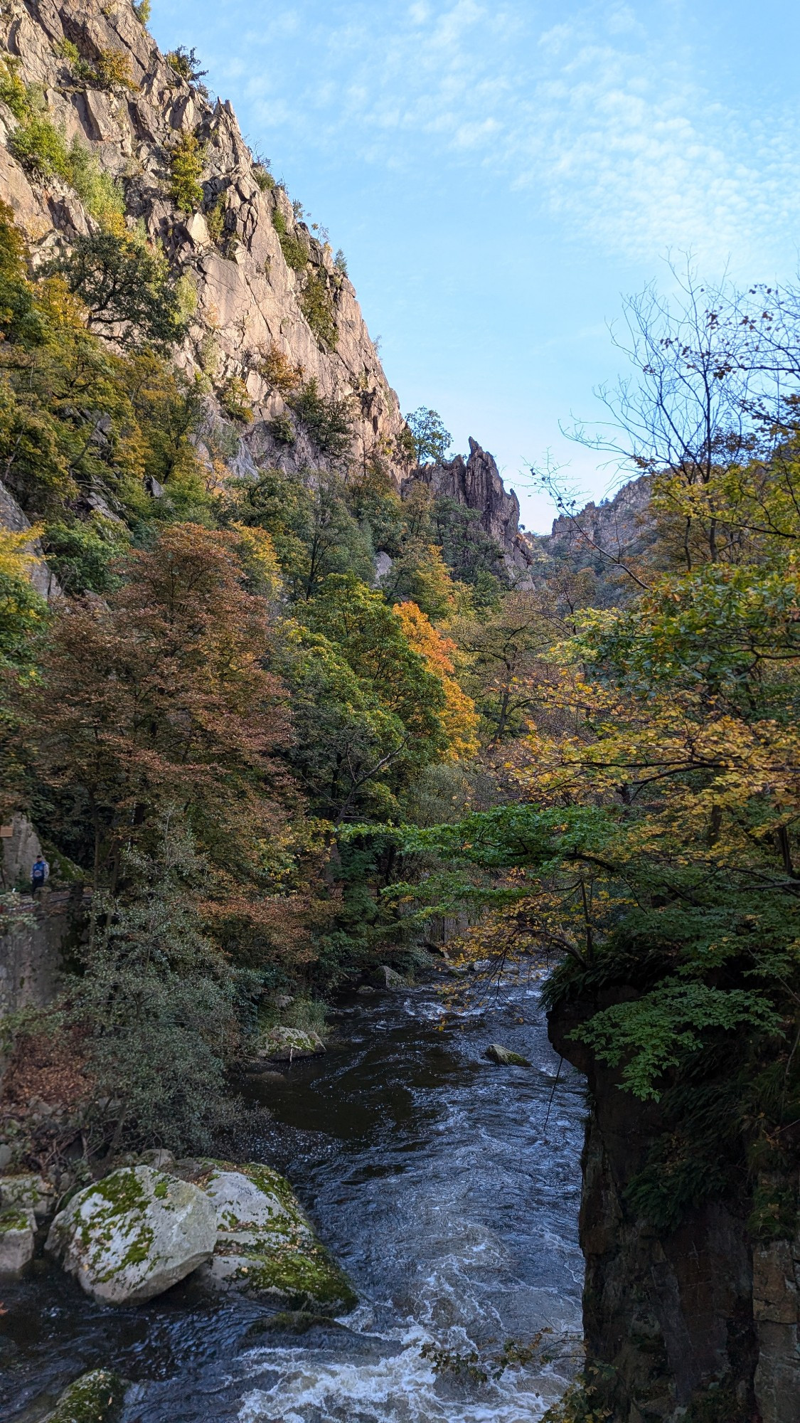 Wildbach von einer Brücke aus fotografiert 