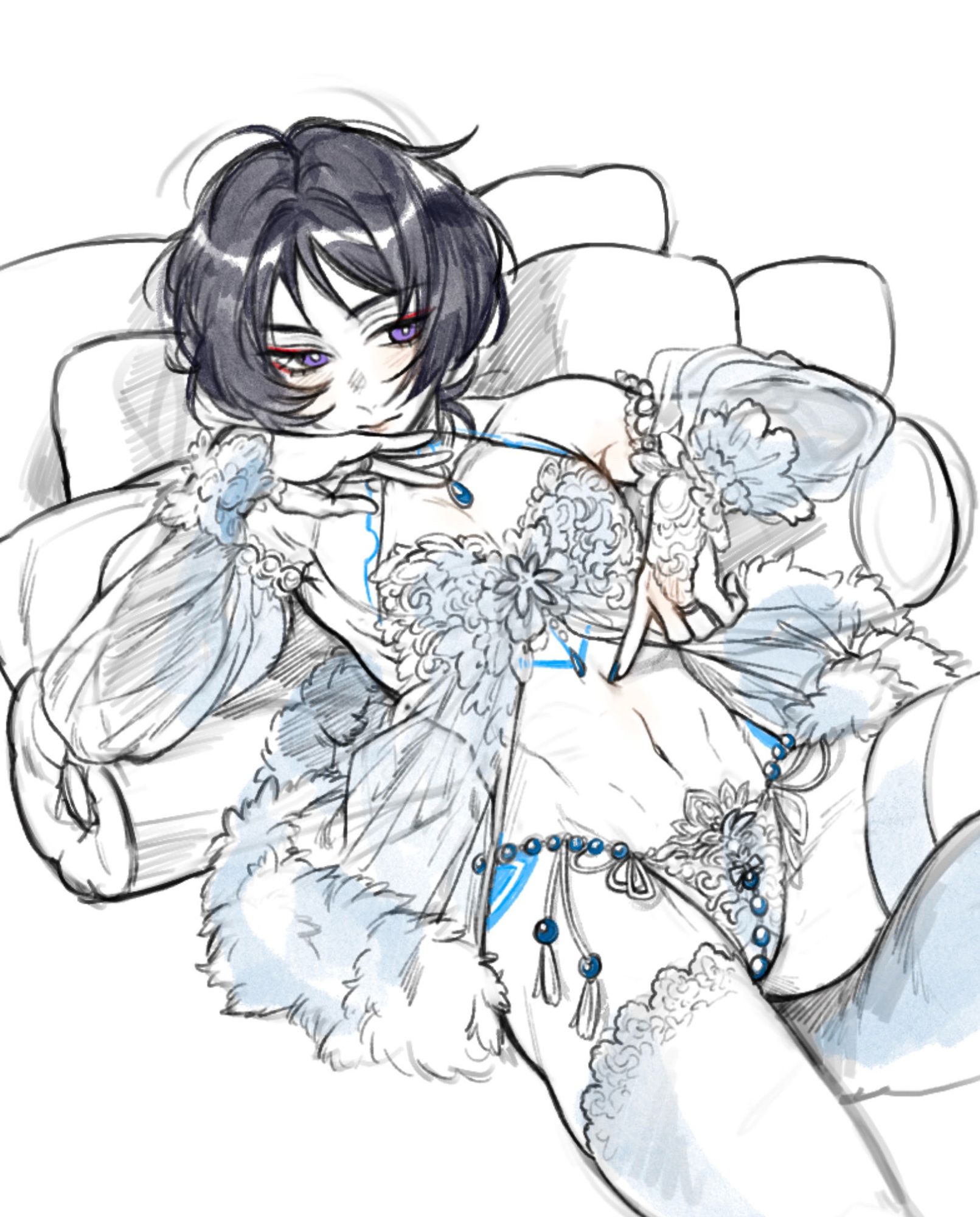 Scaramouche/Wanderer in lingerie idk