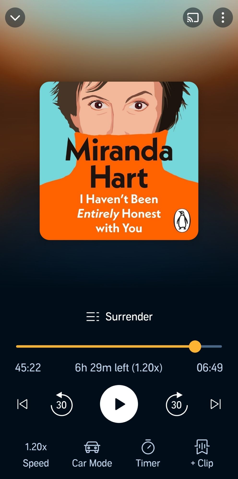 Miranda hart book cover on audible I haven't been entirely honest with you