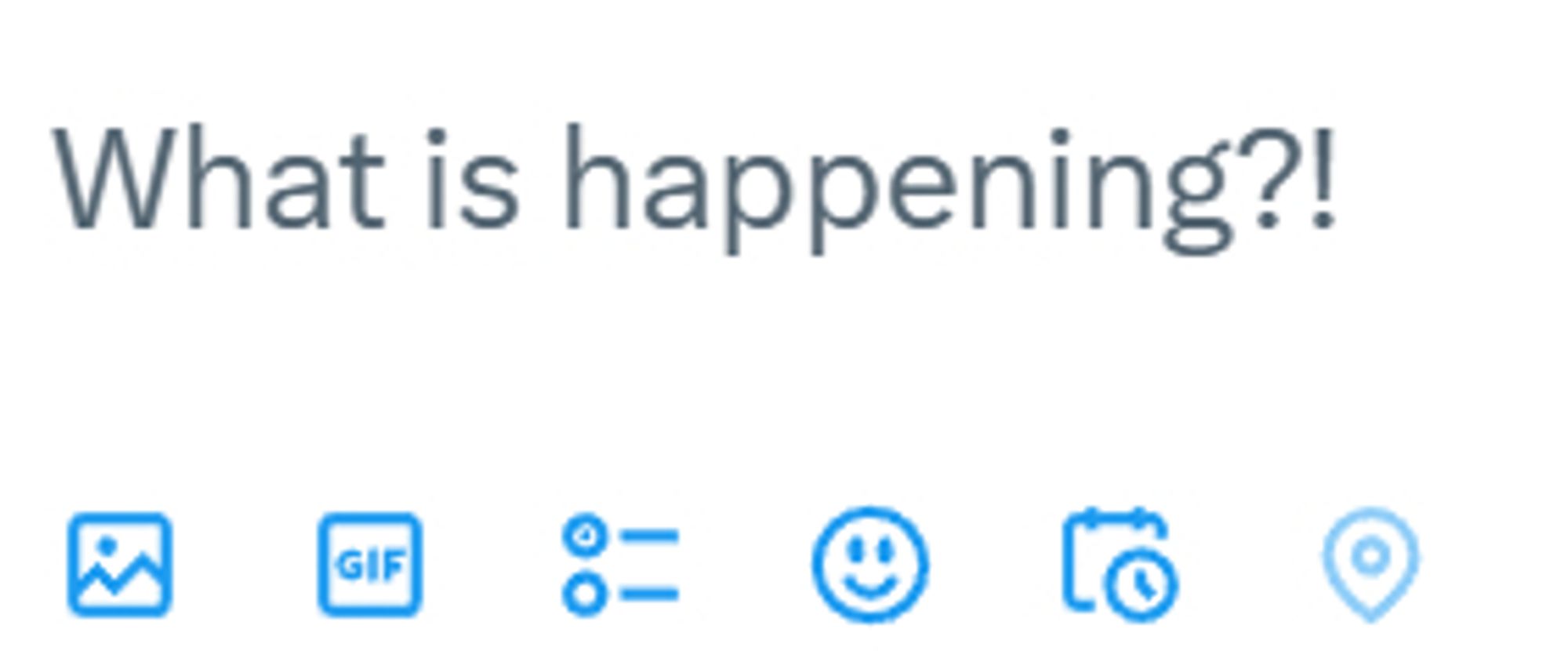 The (new?) post prompt from the former Twitter app, asking a panic-stricken "What is happening?!" of the users.